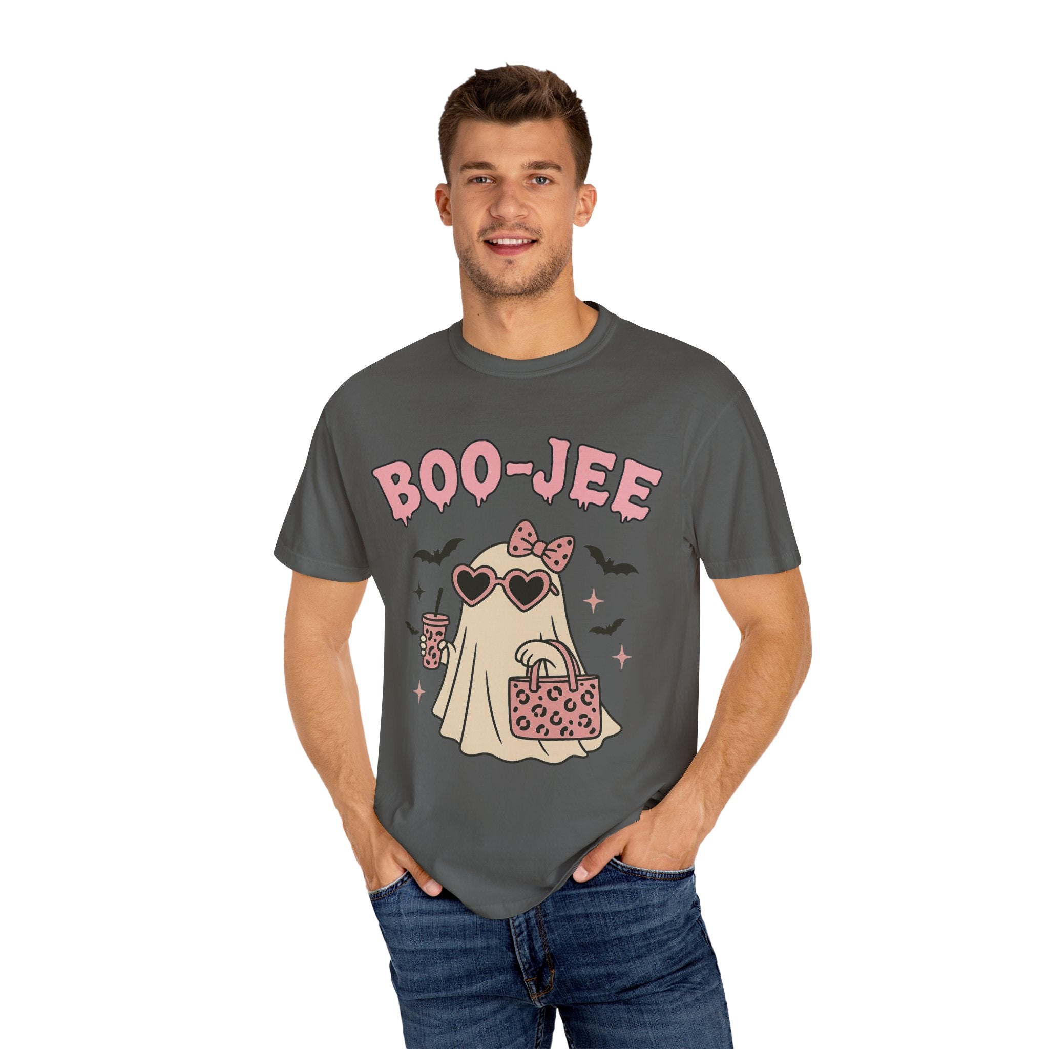 Boo-Jee Ghostly Unisex T-shirt, Halloween Apparel, Cute Ghost Tee, Trendy Halloween Shirt, Casual Fall Outfit