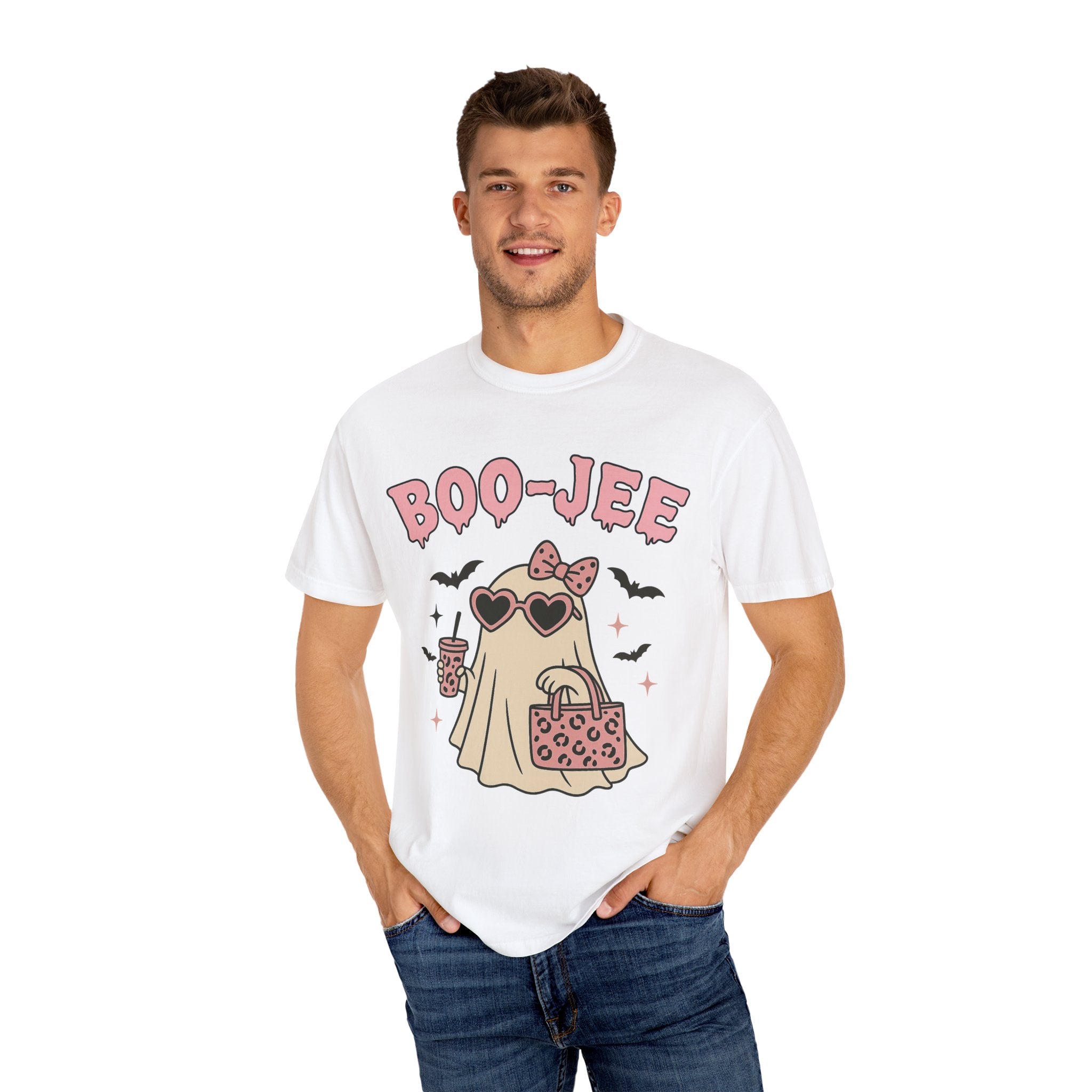 Boo-Jee Ghostly Unisex T-shirt, Halloween Apparel, Cute Ghost Tee, Trendy Halloween Shirt, Casual Fall Outfit