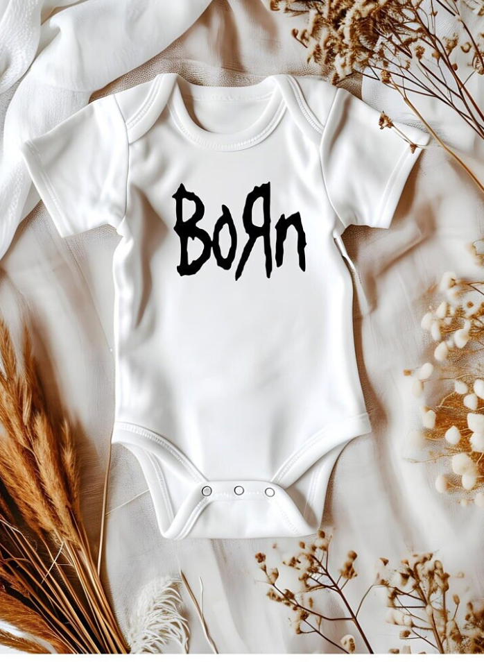 Born Graphic Infant Bodysuit, Newborn Gift, Baby Shower Outfit, Cute Baby Clothes, Infant Onesie