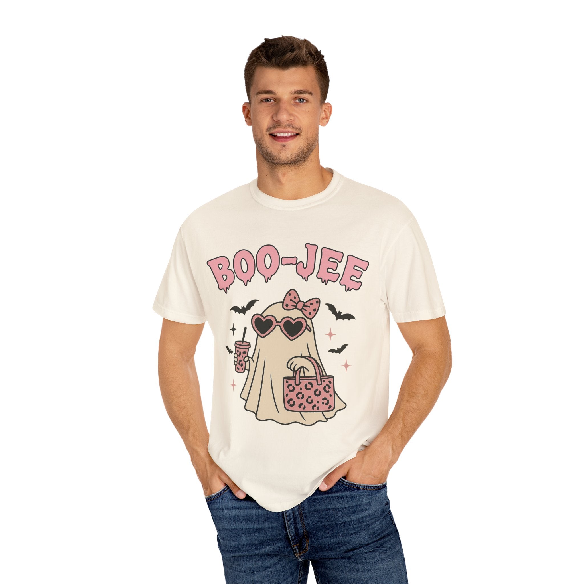 Boo-Jee Ghostly Unisex T-shirt, Halloween Apparel, Cute Ghost Tee, Trendy Halloween Shirt, Casual Fall Outfit
