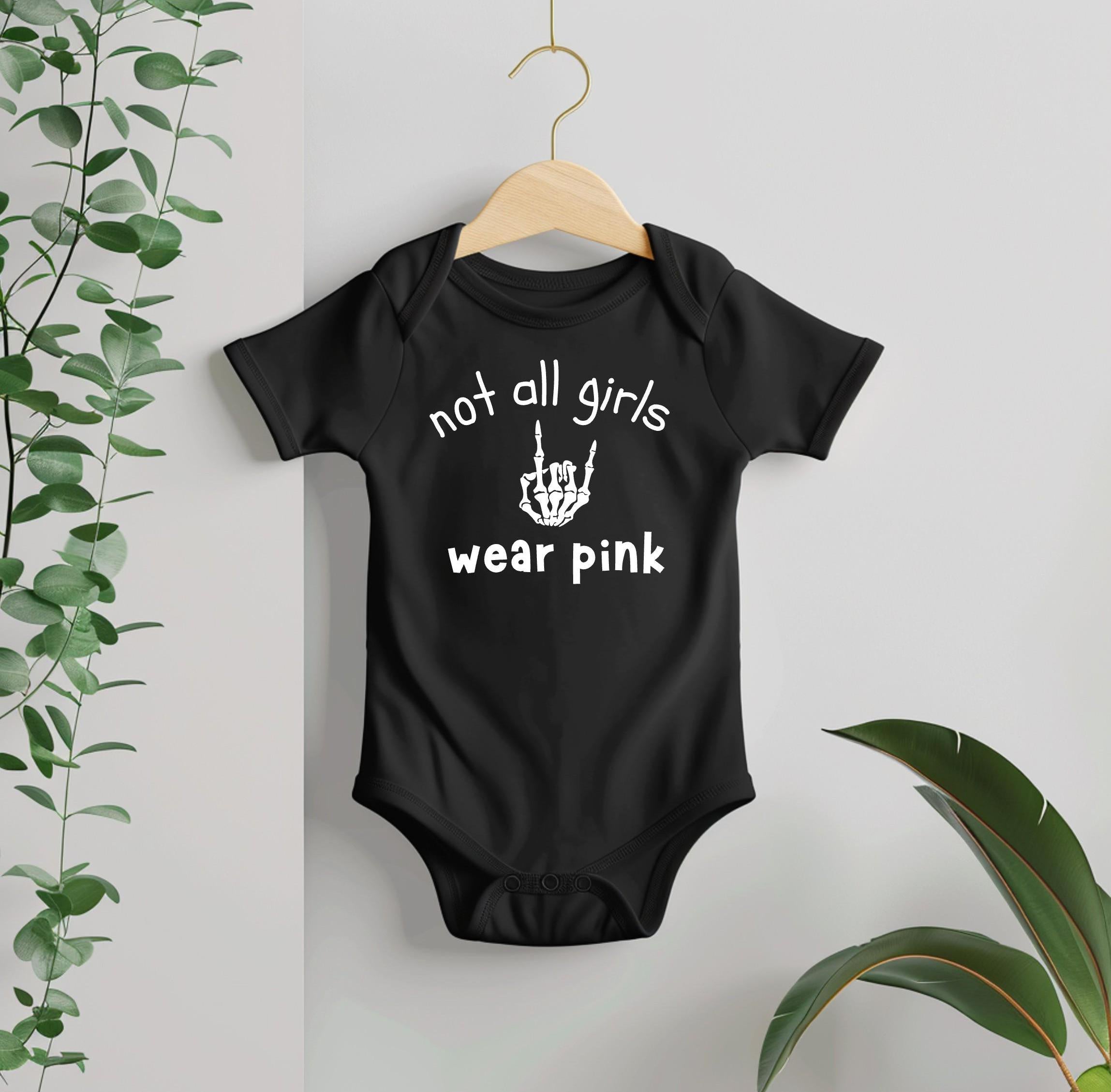 Not All Girls Wear Pink Rock On  Baby Bodysuit