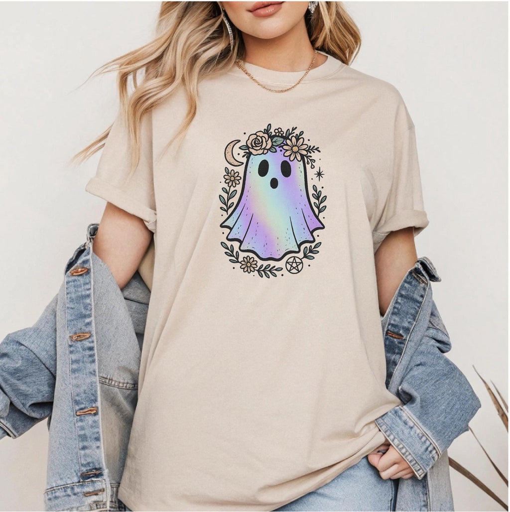 Halloween Theme Cute Boho Iridescent Ghost T-shirts