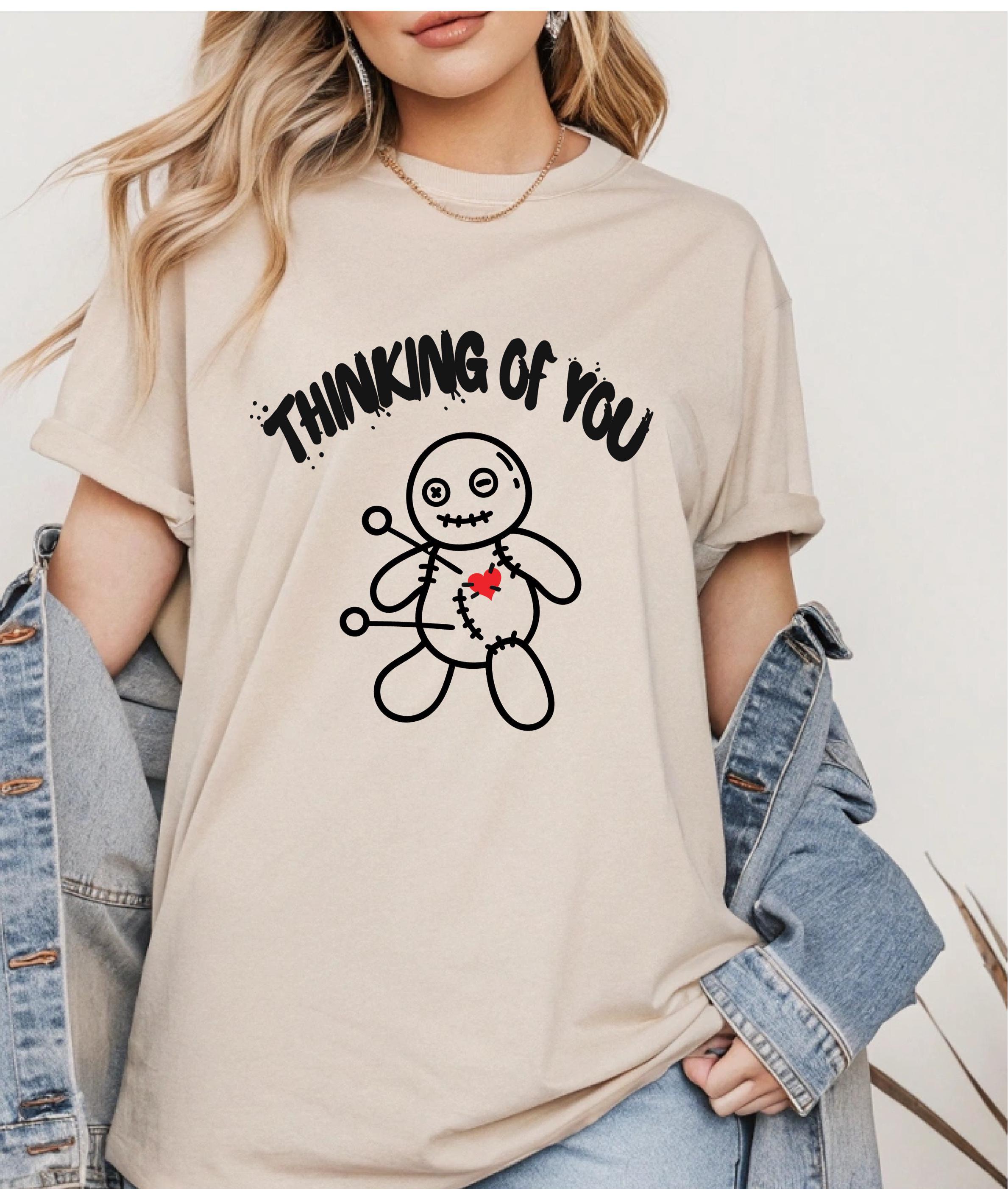 Thinking of You Voodoo Doll Design Custom Made T-shirt