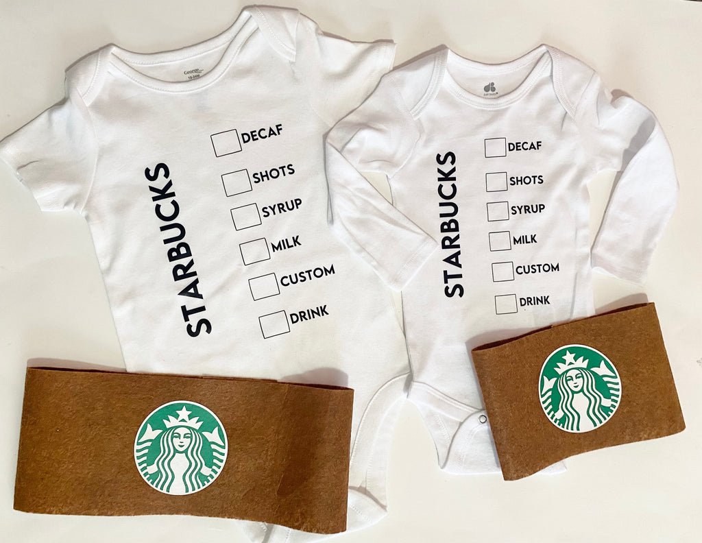 Starbucks Hot Coffee Cup Baby Bodysuit and Belt Costume