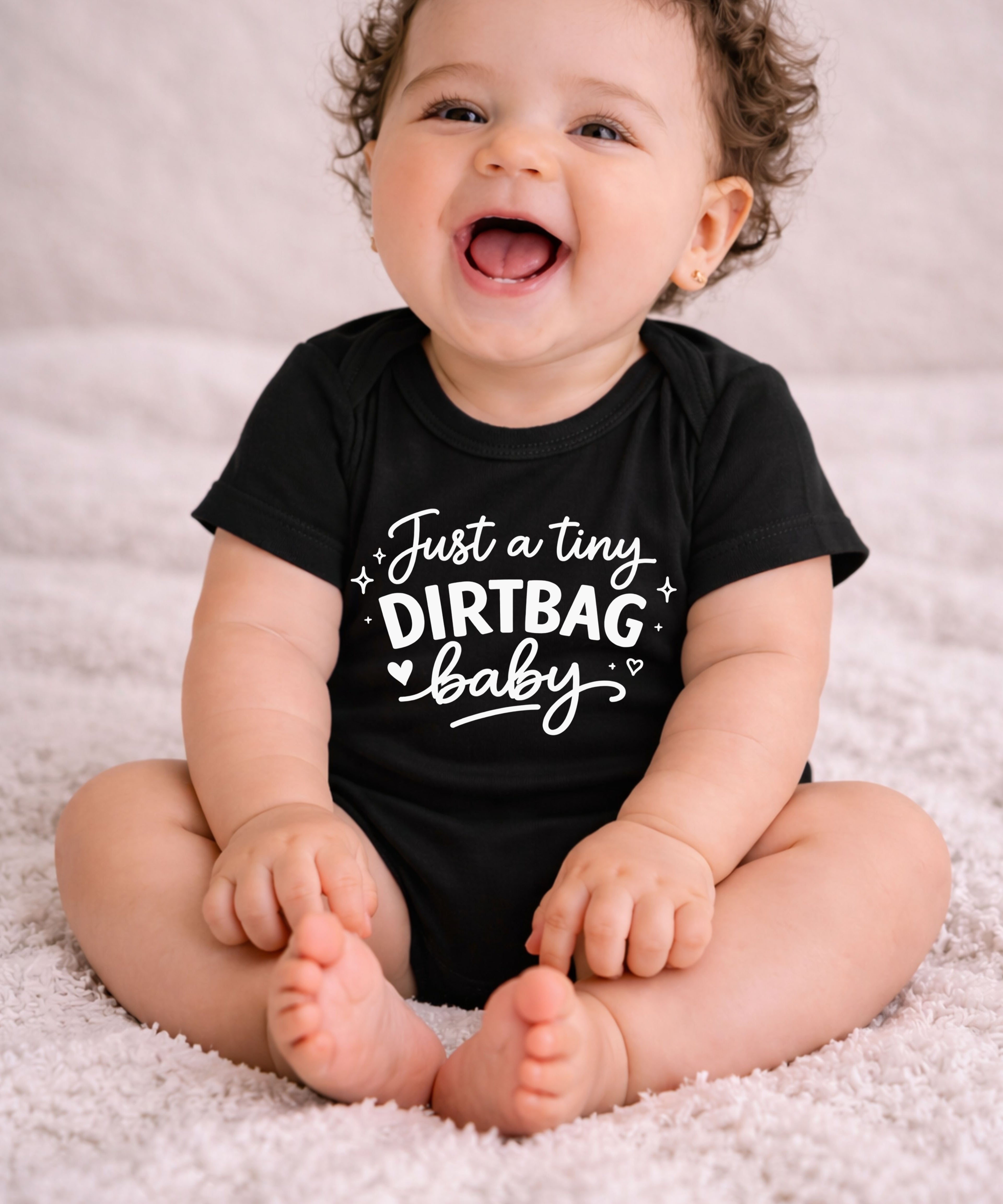 Just A Tiny Dirtbag Baby Bodysuit