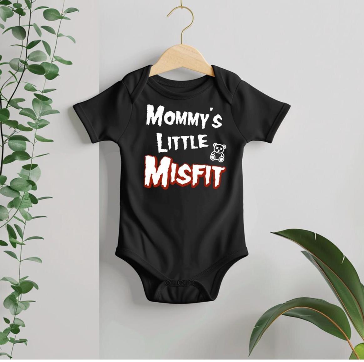 Mommy’s Little Misfit with Goth Teddy Design Baby Bodysuit