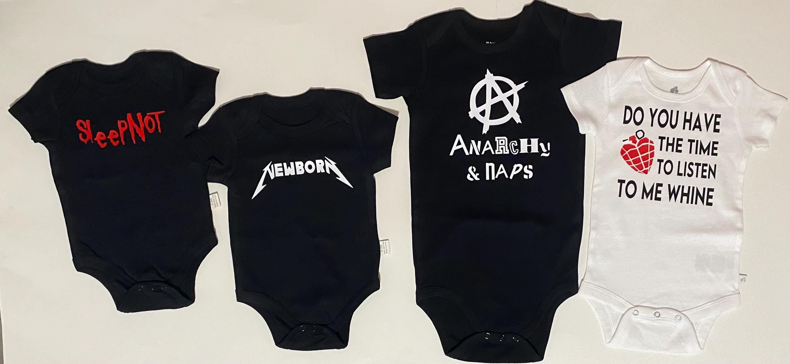 Metal Fans Baby Gift- Black "Newborn" Baby Bodysuit- Rock Baby Gift- Rock Fan Baby Shower Gift- Metal Fan New Baby Gift