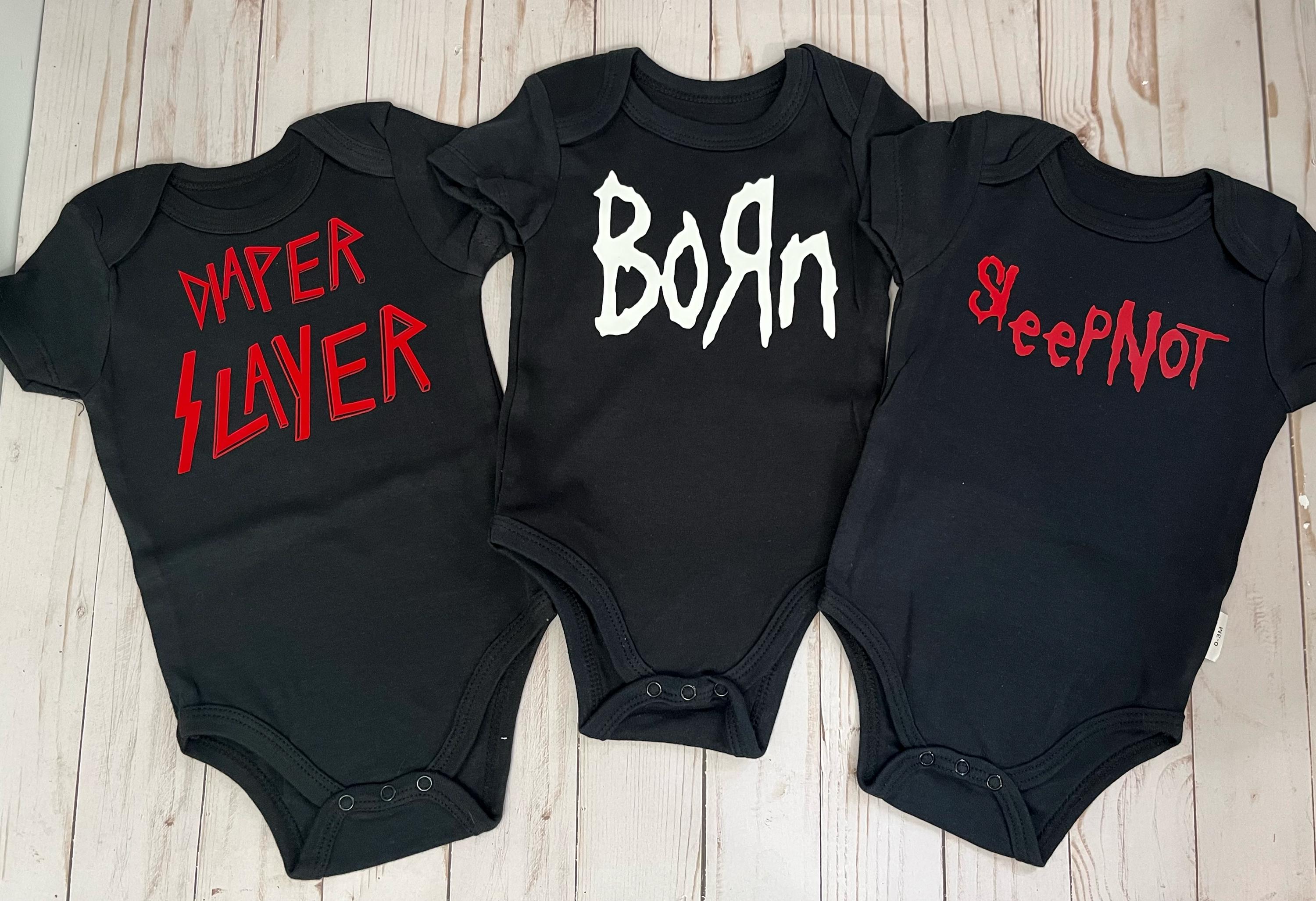 Metal Baby Bundle- 3 Baby Bodysuit Gift Set- Born/ Diaper Slayer/ Sleepnot Bodysuits
