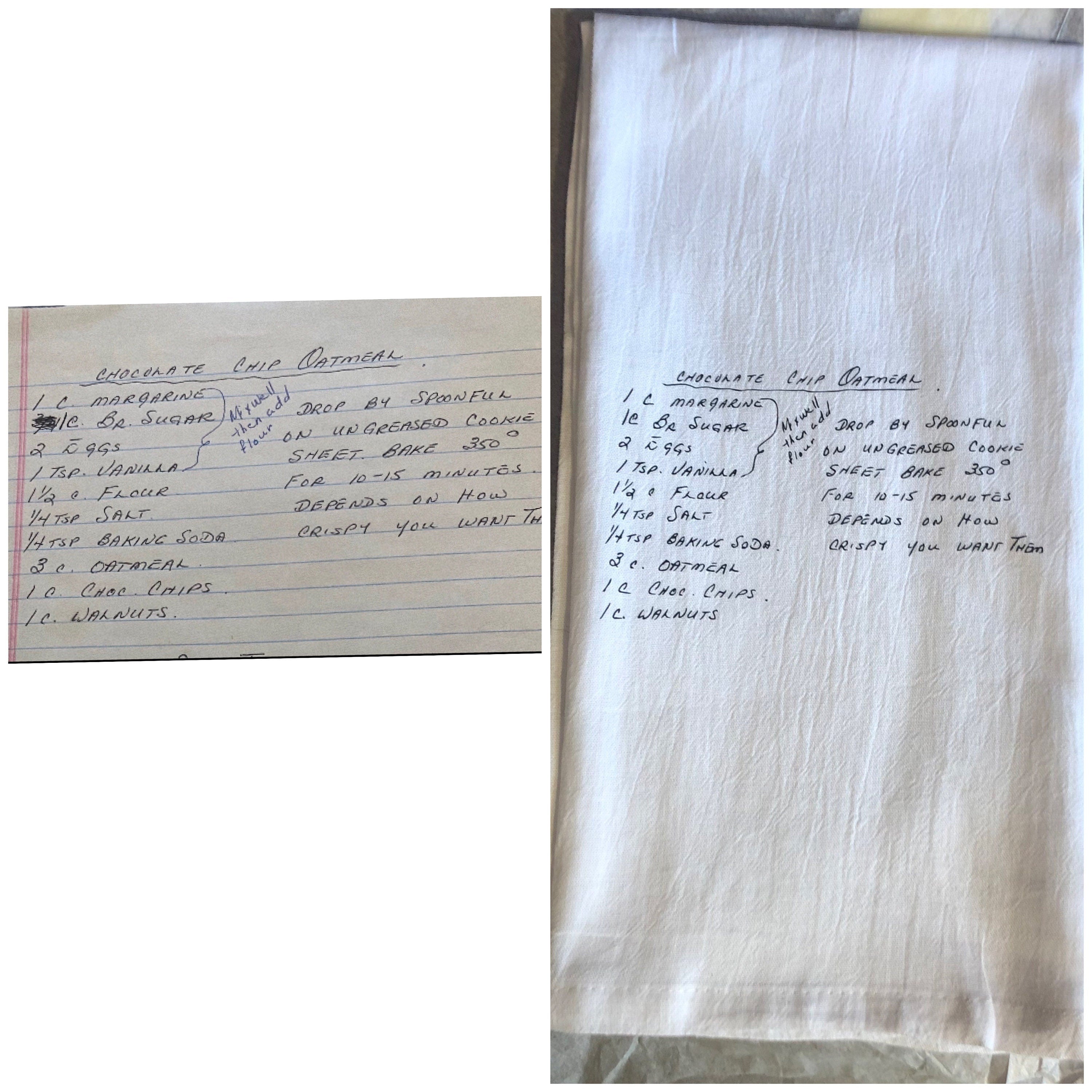 Personalized Recipe Kitchen Towel: Custom Handwritten Recipe Gift