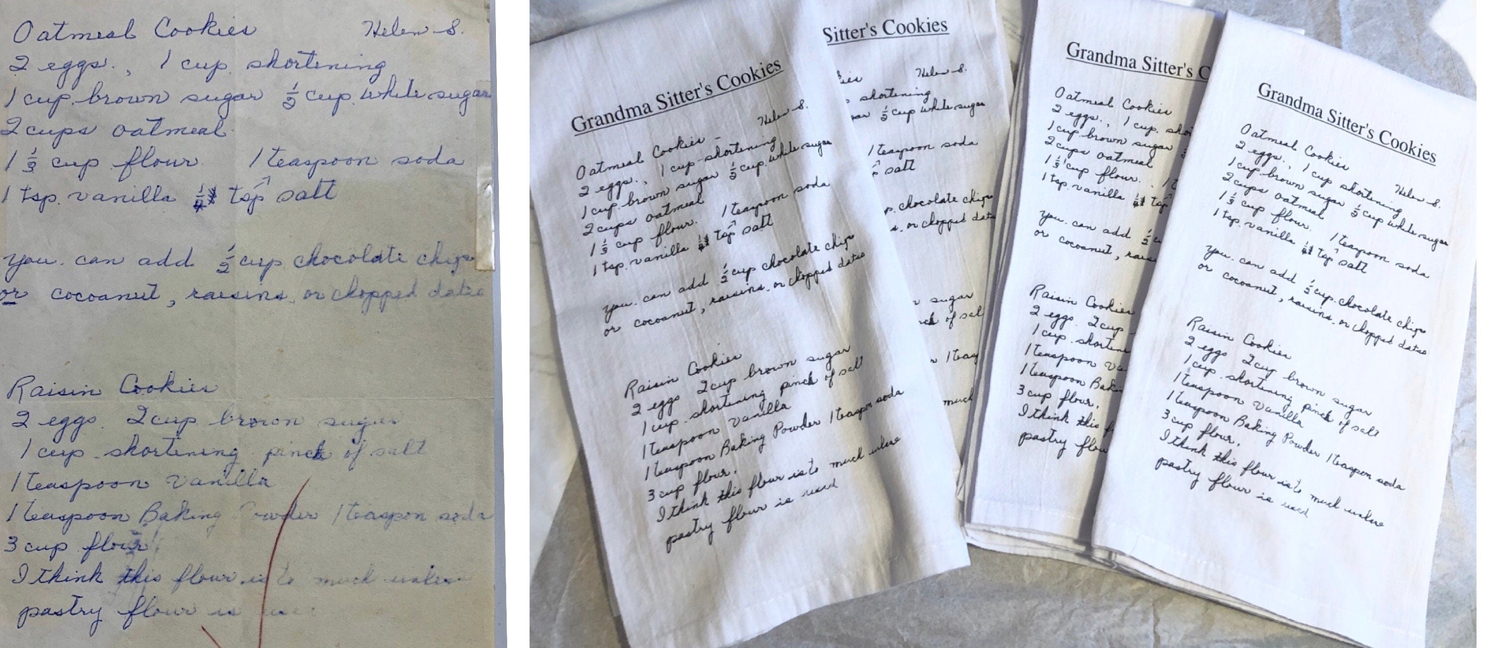 Personalized Recipe Kitchen Towel: Custom Handwritten Recipe Gift