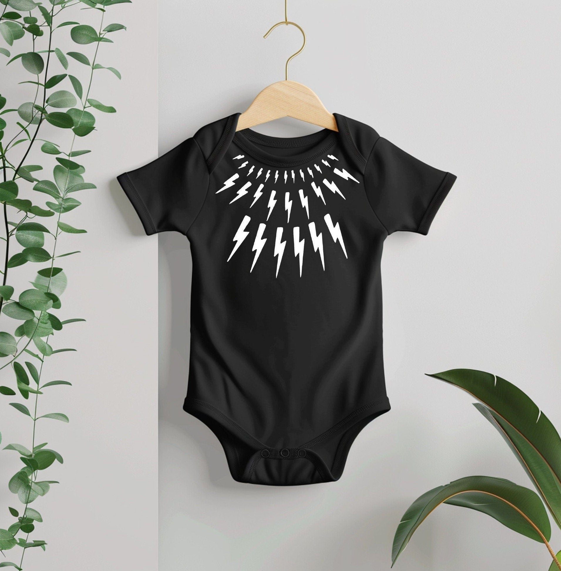Lightning Bolt Baby Bodysuit & Bib Set: Matching Baby Sprinkle Gift