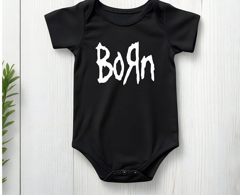 Black 'Born' Baby Bodysuit: Rock Fan Gift