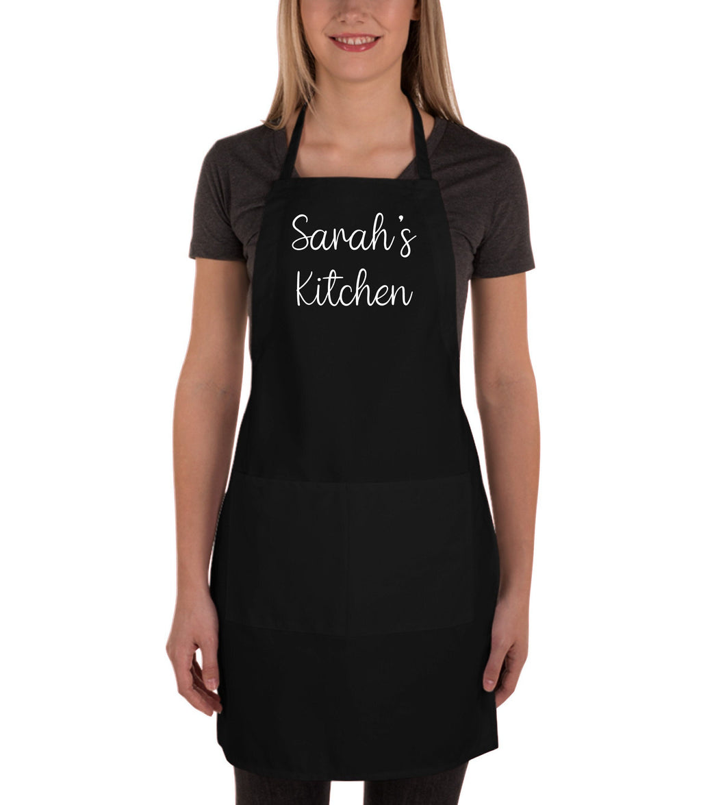 Personalized Black Aprons, Custom Made Apron Gift for Bakers, Cooks, Chefs- Baker Kitchen Gifting- Perfect Chef Gift, Summer BBQ Grill Gift