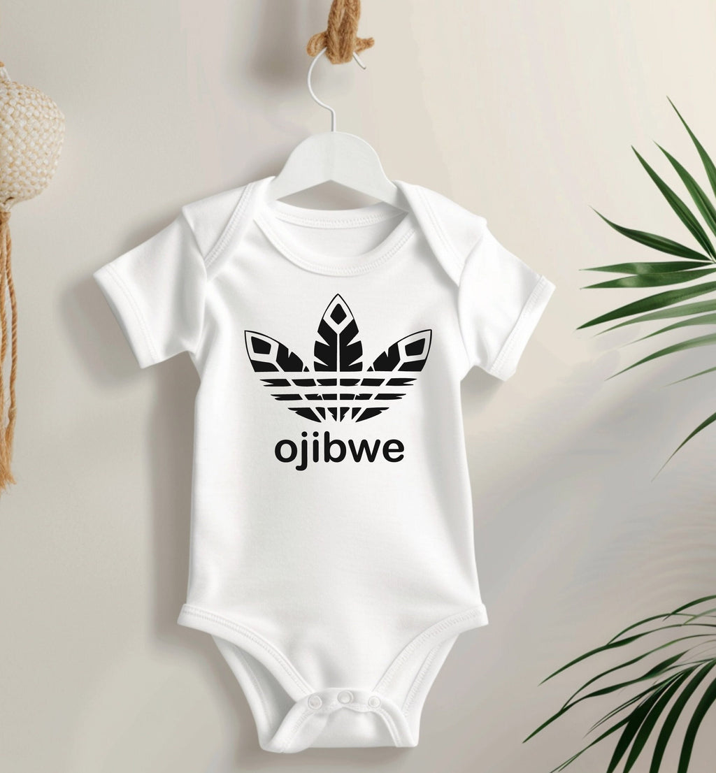Indigenous Three Feather Baby Bodysuit: Anishinaabe Ojibwe Gift