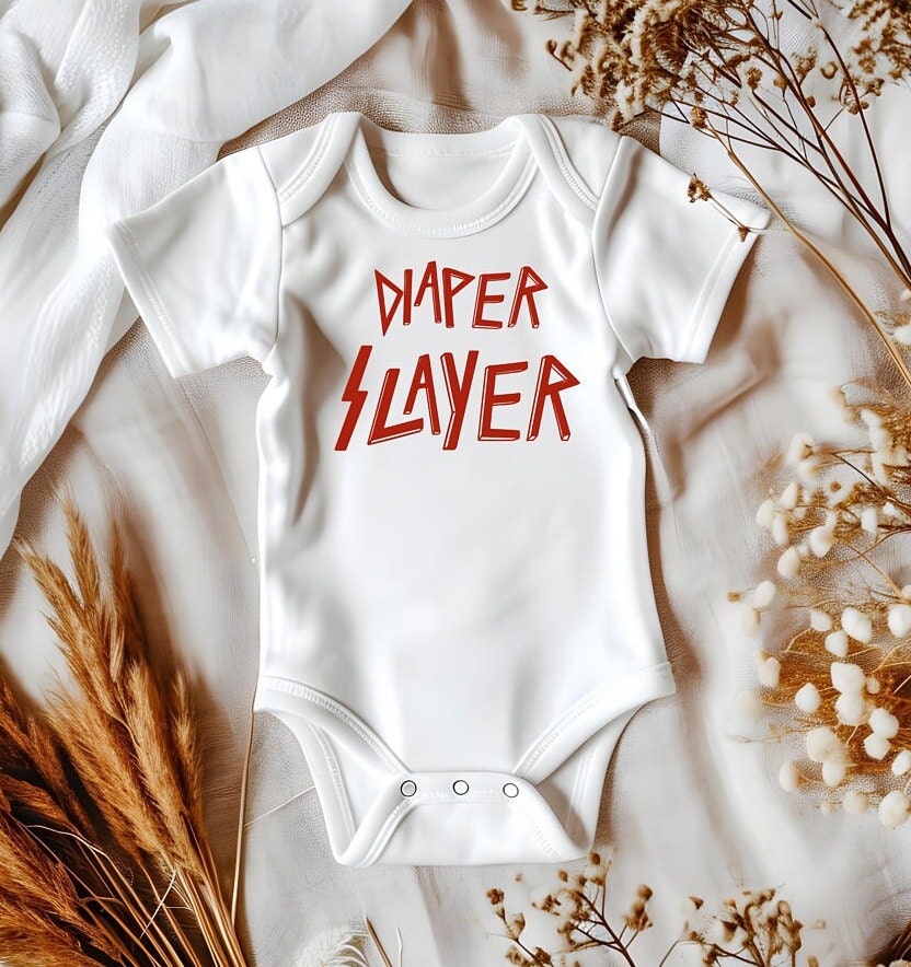 Metal Fan Baby Bodysuit: "Diaper Slayer" Rock Music Gift