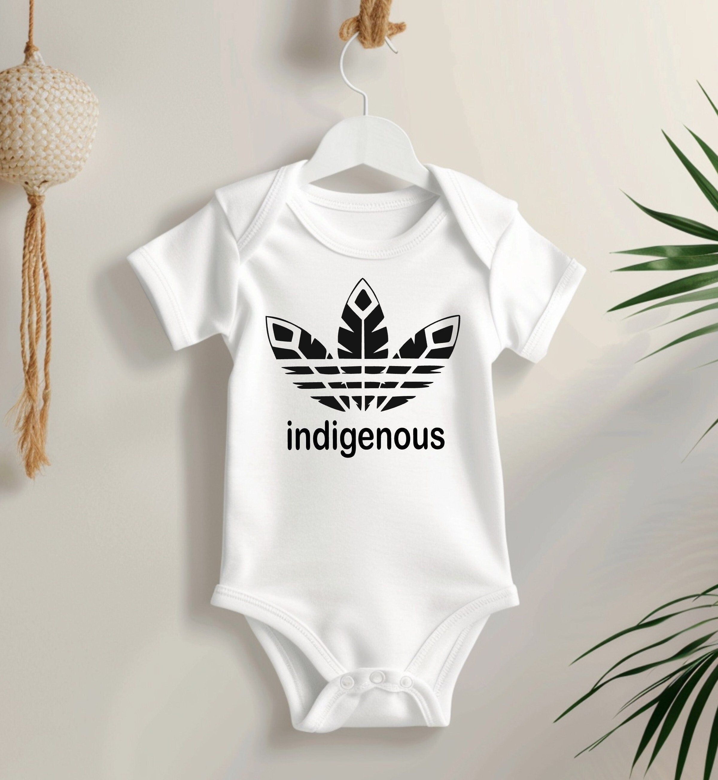 Indigenous Three Feather Baby Bodysuit: Anishinaabe Ojibwe Gift