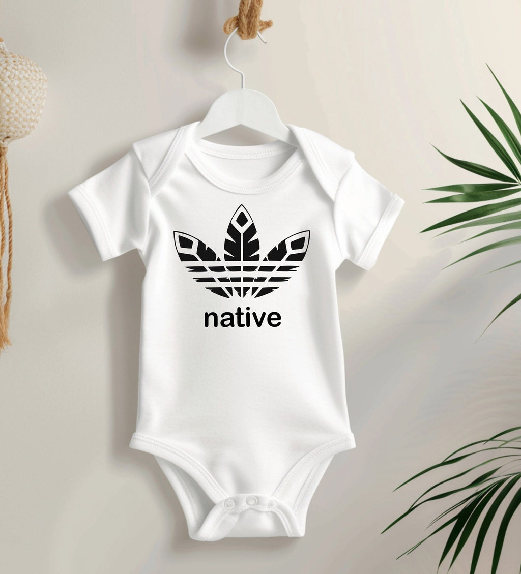 Indigenous Three Feather Baby Bodysuit: Anishinaabe Ojibwe Gift
