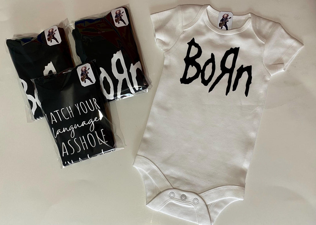 Black 'Born' Baby Bodysuit: Rock Fan Gift