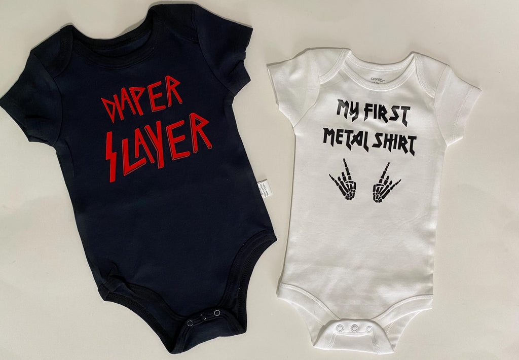 Metal Fan Baby Bodysuit: "Diaper Slayer" Rock Music Gift