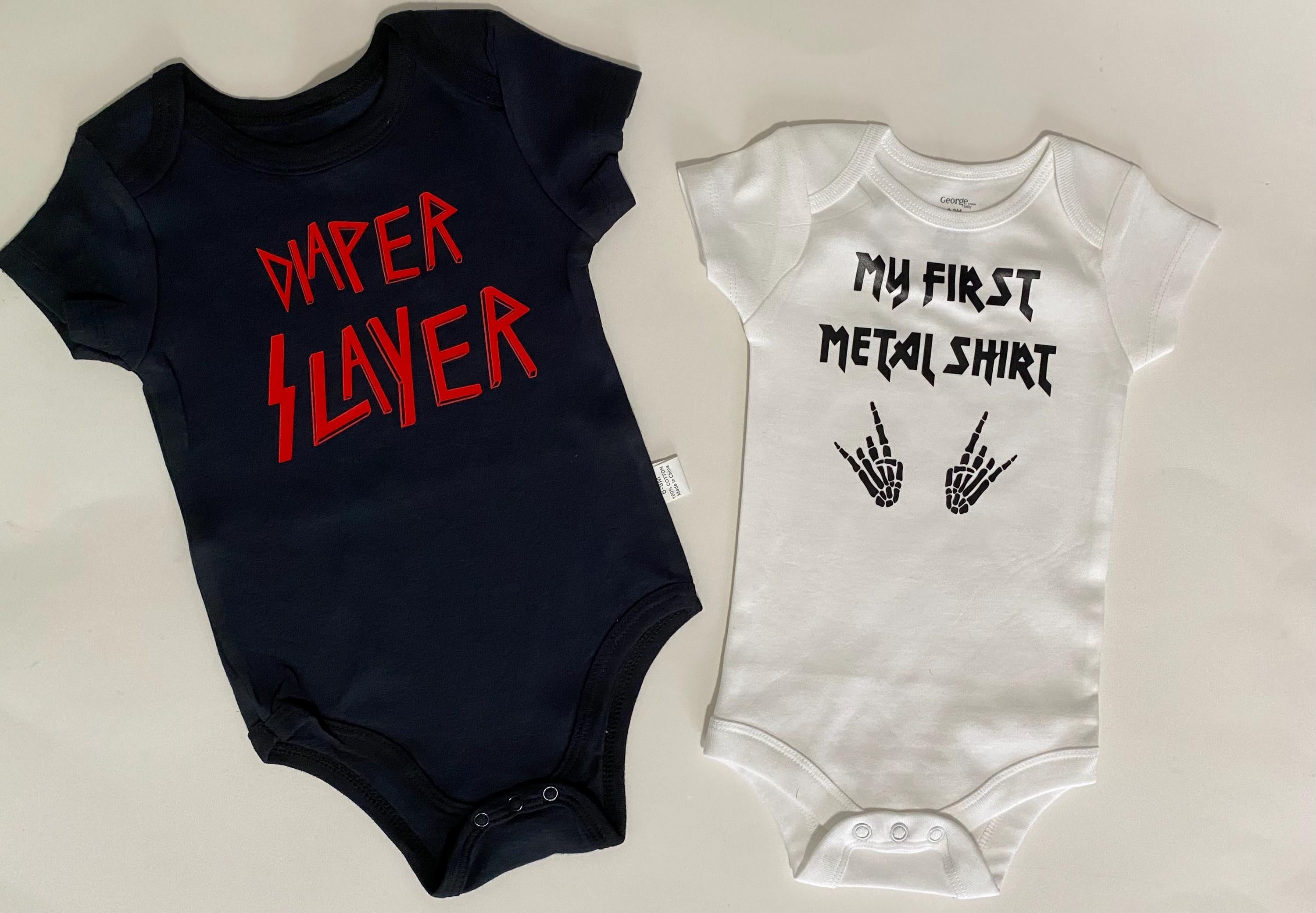 Metal Fan Baby Bodysuit: "Diaper Slayer" Rock Music Gift
