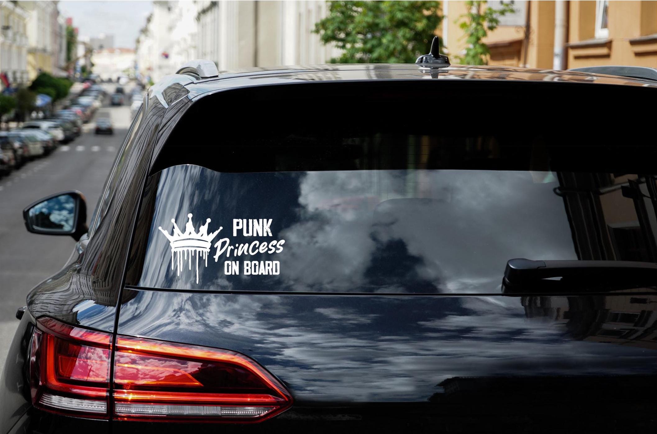 Punk Princess On Board Vinyl Car Decal - Emo Goth New Mom Gift