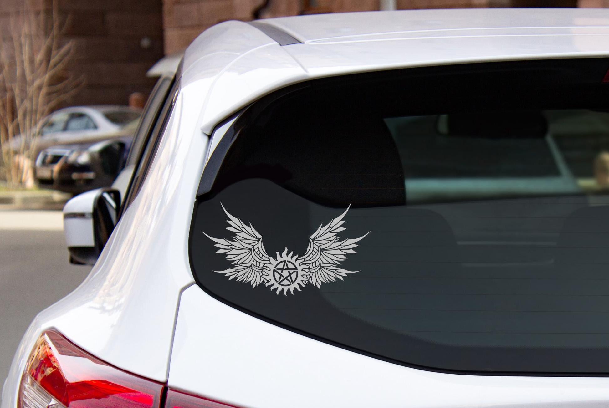 Supernatural Angel Wings Pentacle Vinyl Decal - Car, Laptop, Wall