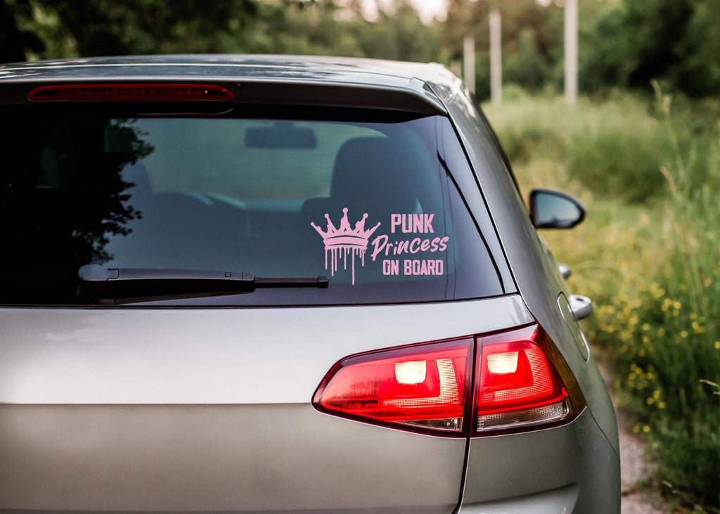 Punk Princess On Board Vinyl Car Decal - Emo Goth New Mom Gift