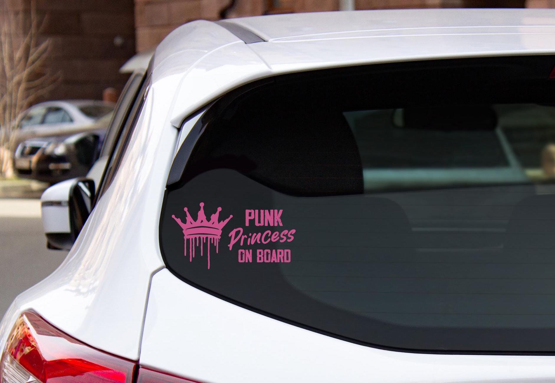 Punk Princess On Board Vinyl Car Decal - Emo Goth New Mom Gift