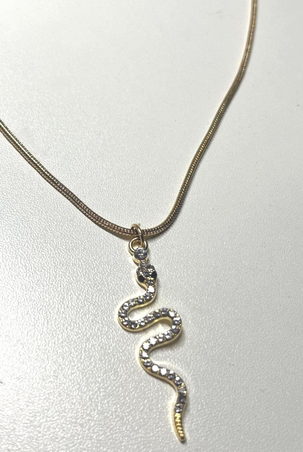 Gold Rope Chain Snake Necklace: Rhinestone Punk Jewelry