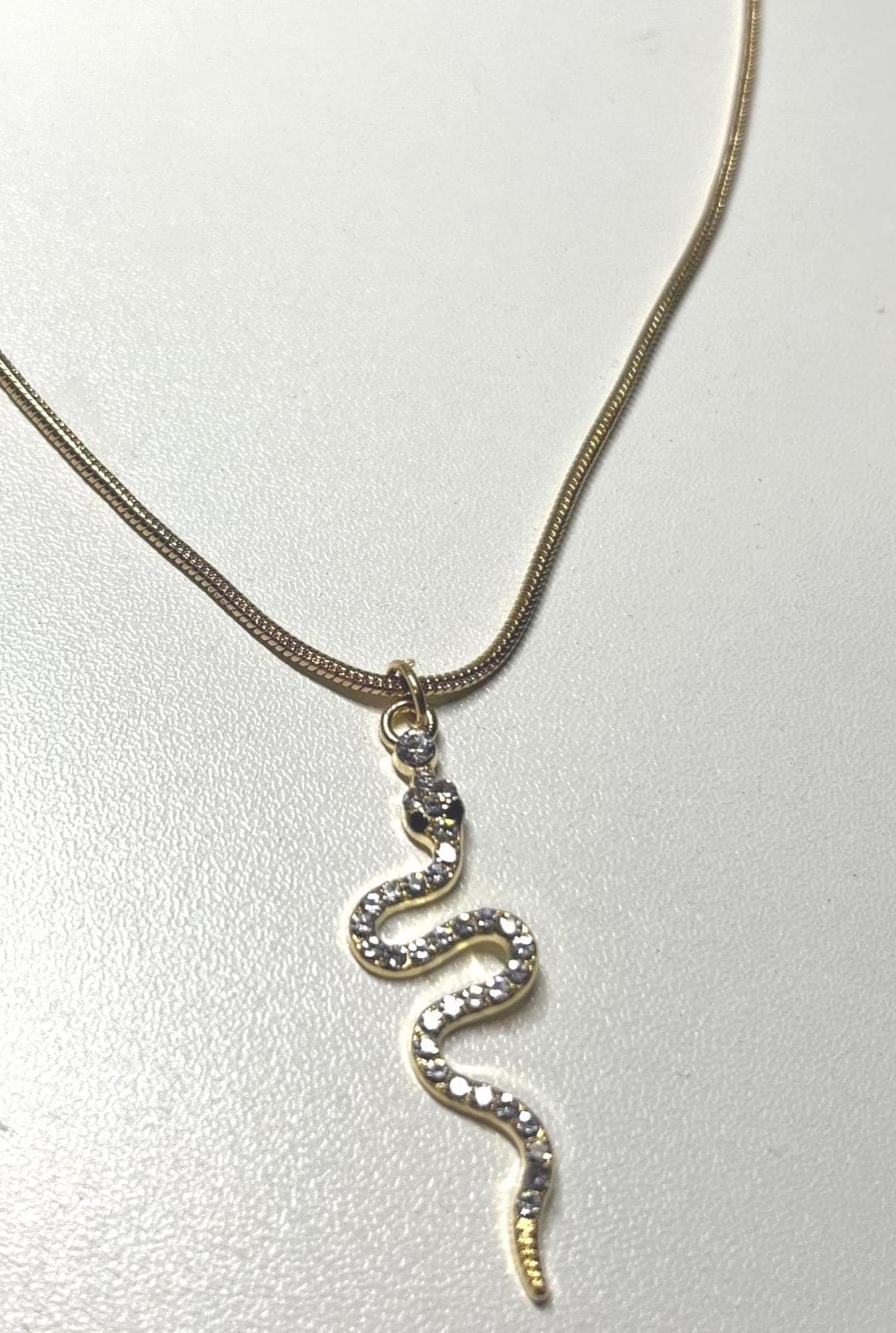 Gold Rope Chain Snake Necklace: Rhinestone Punk Jewelry