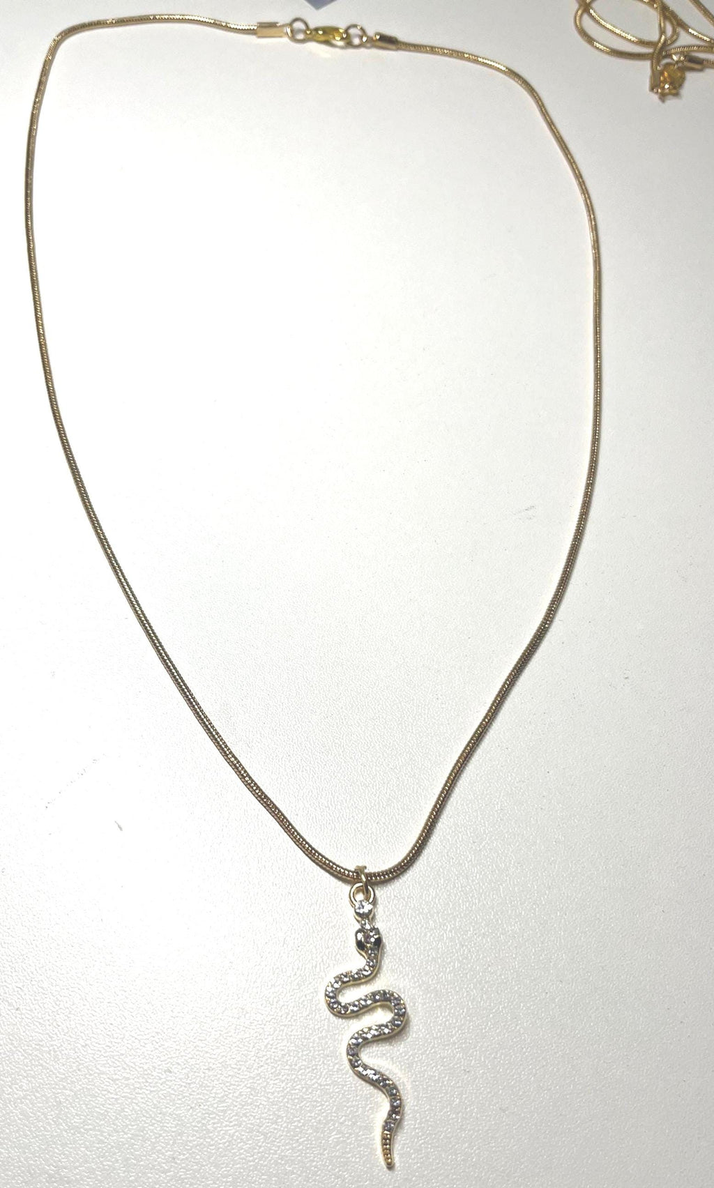 Gold Rope Chain Snake Necklace: Rhinestone Punk Jewelry