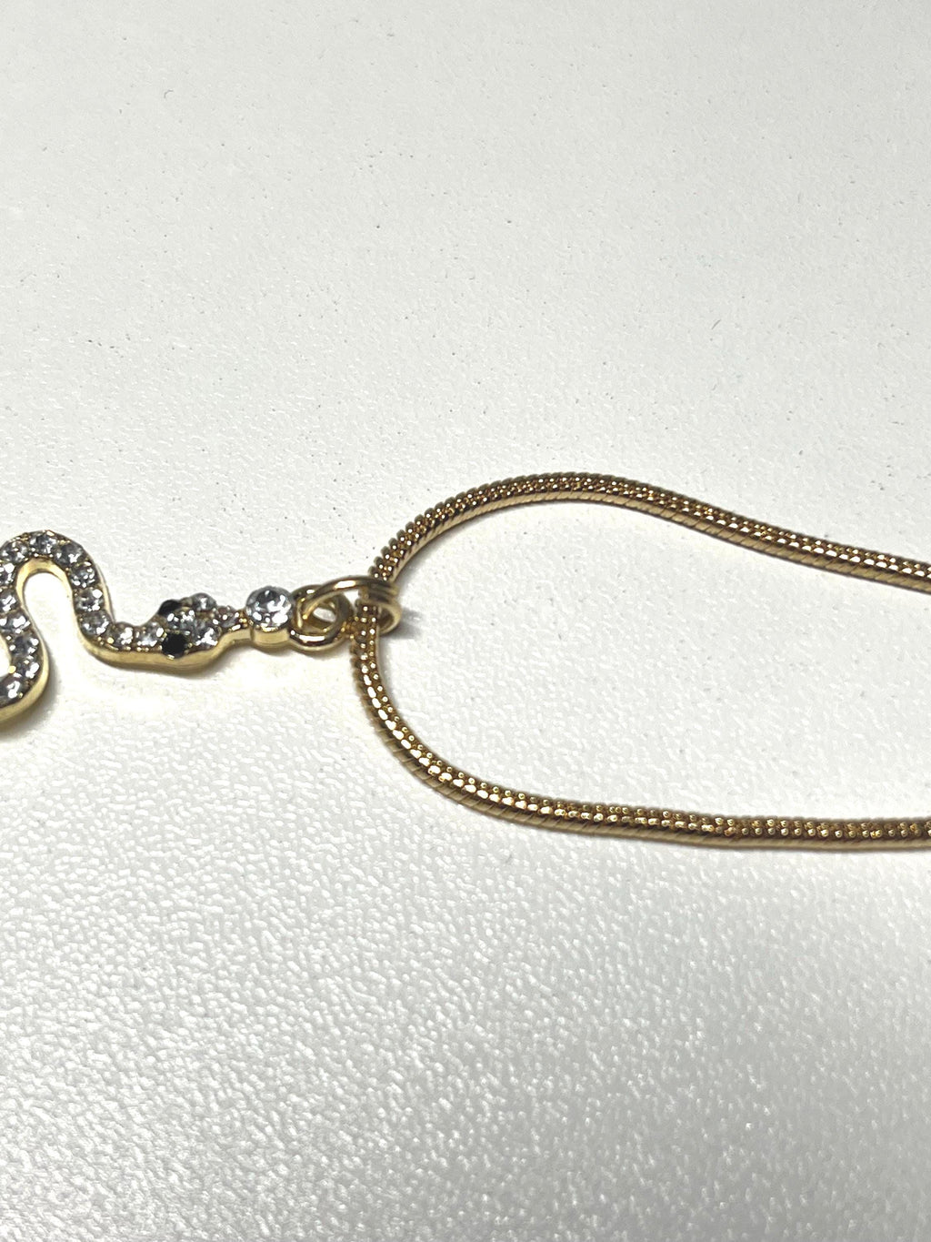 Gold Rope Chain Snake Necklace: Rhinestone Punk Jewelry