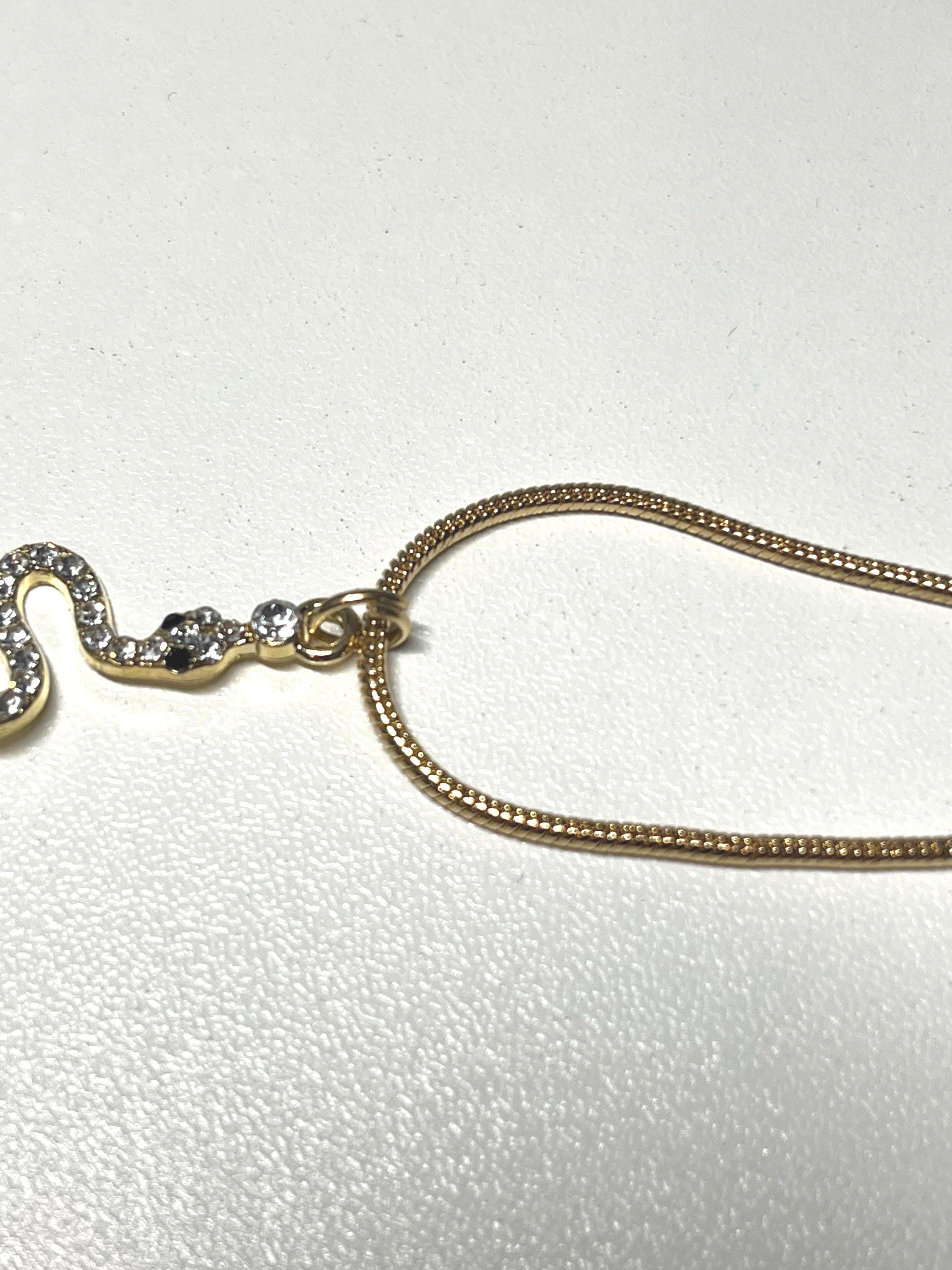 Gold Rope Chain Snake Necklace: Rhinestone Punk Jewelry