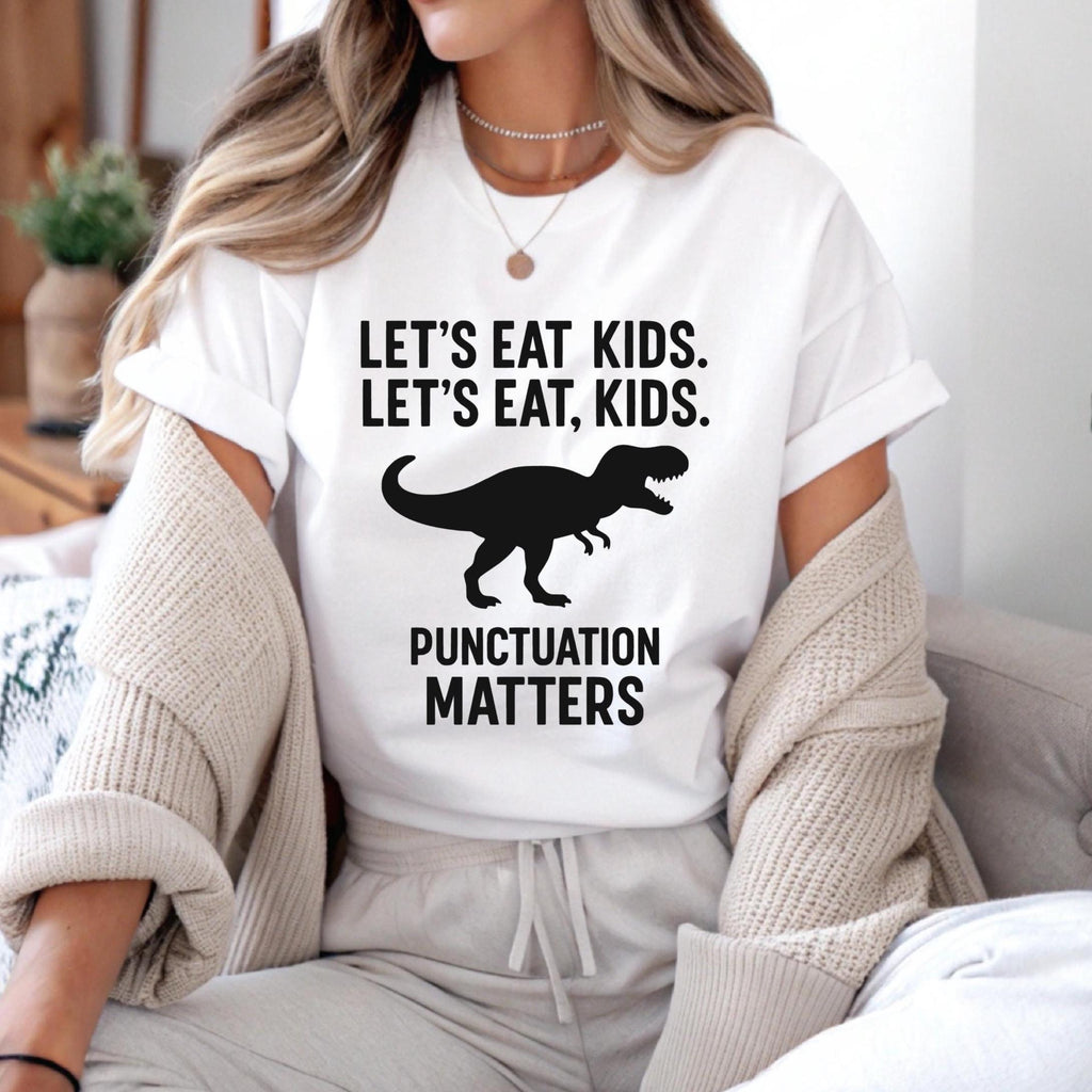 Funny Dinosaur Teacher Shirt Design: Let's Eat Kids PNG SVG (Digital Download