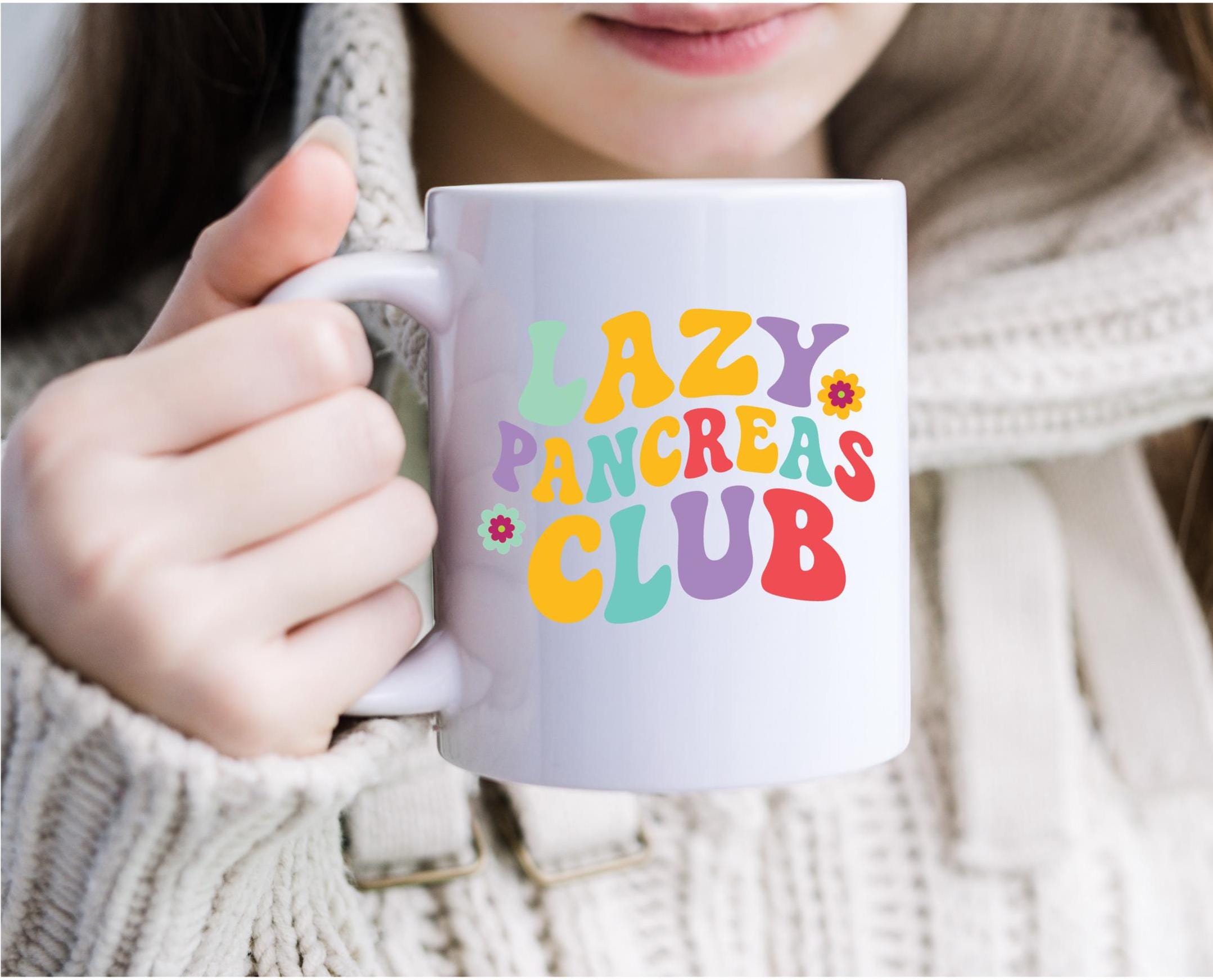 Lazy Pancreas Club SVG PNG: Groovy Diabetes Awareness Design (Digital Download