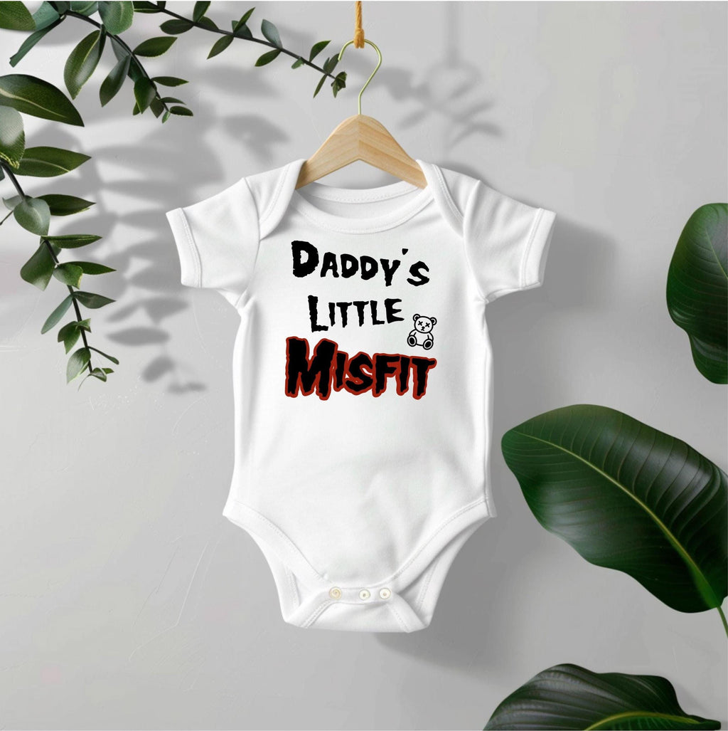 Daddy's Little Misfit Baby Bodysuit: Goth Teddy Design