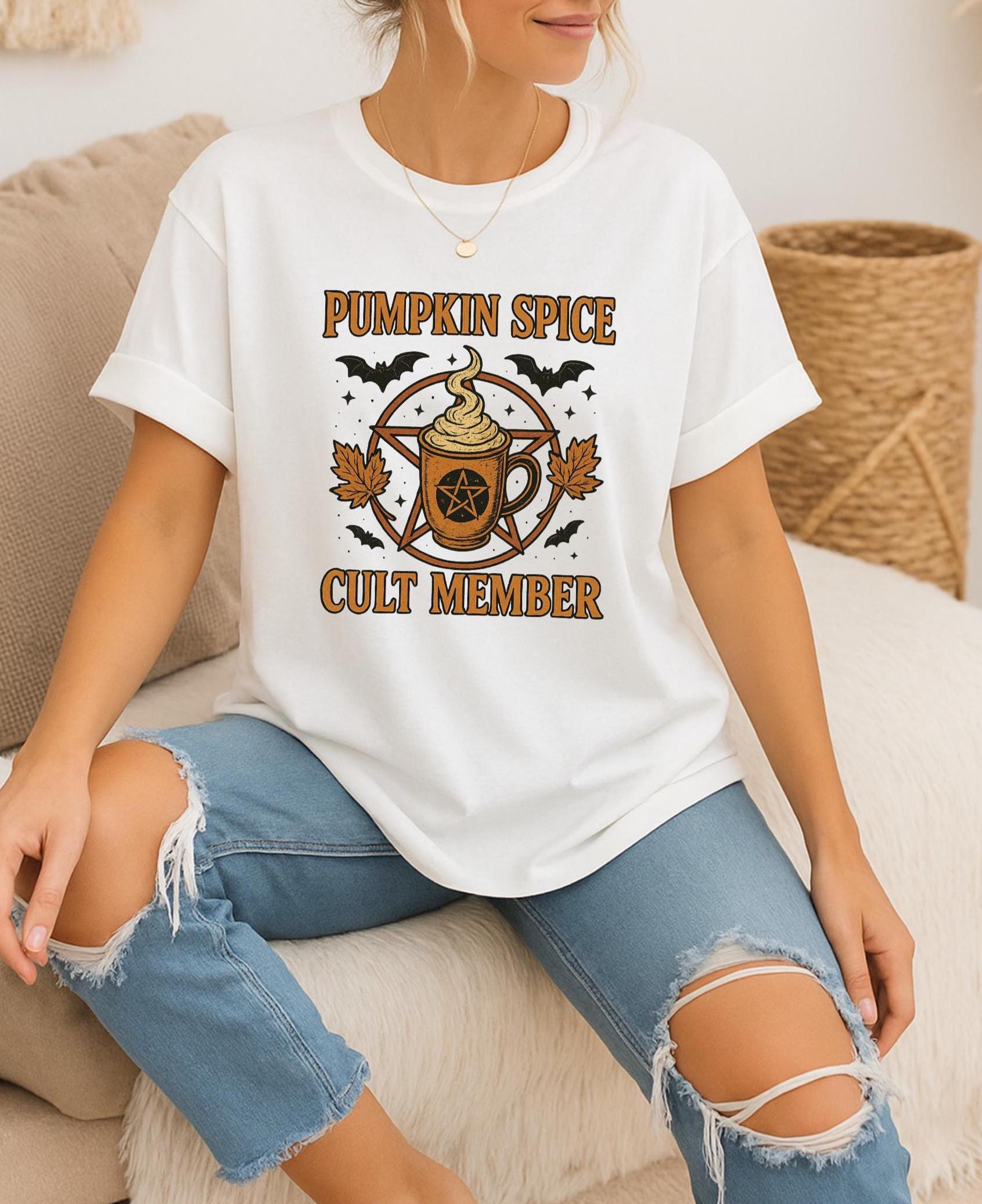Pumpkin Spice Latte Cult T-Shirt: Halloween Witchy Tee