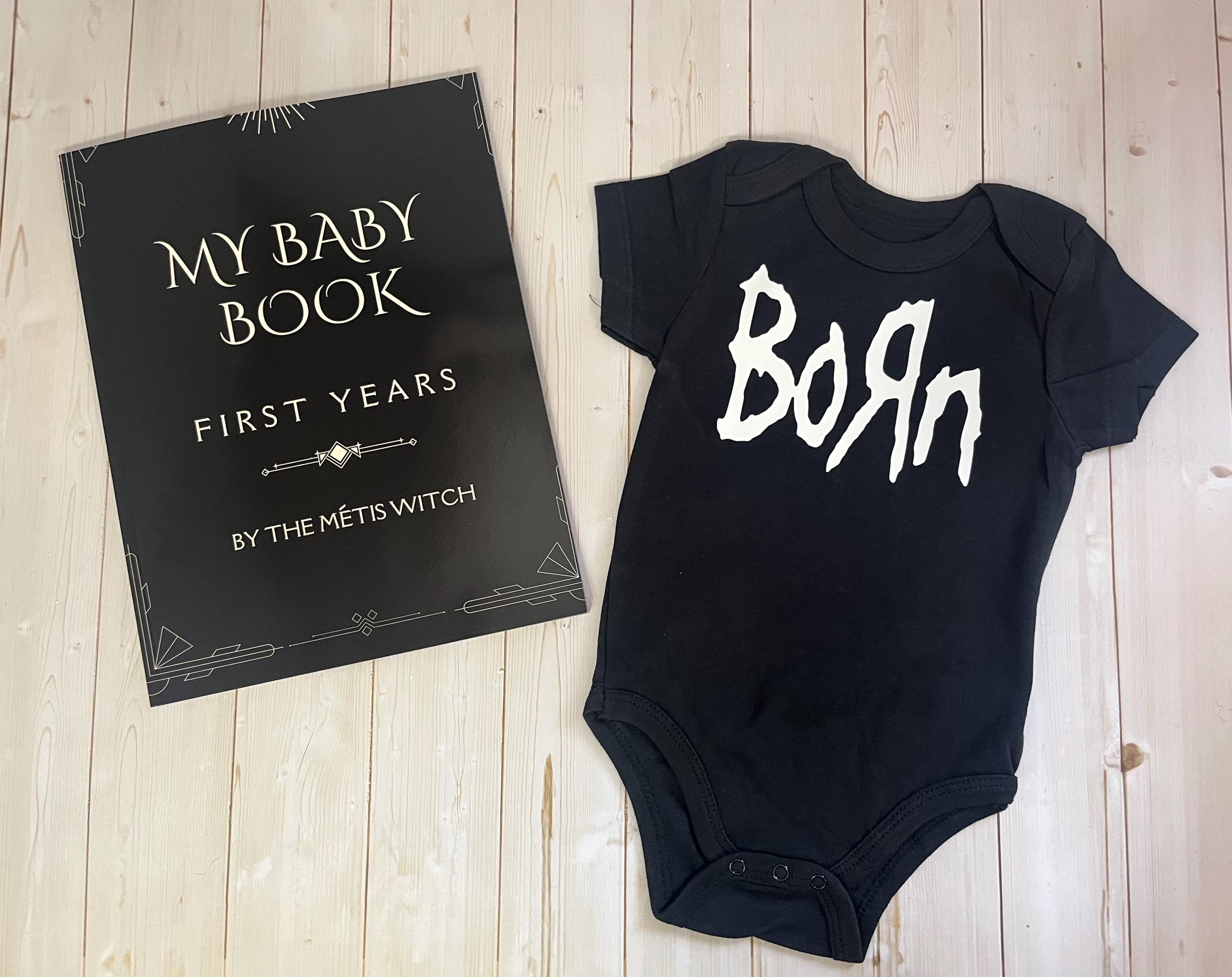 Goth Baby Bodysuit: "Born" - Metal Rock Fan Gift