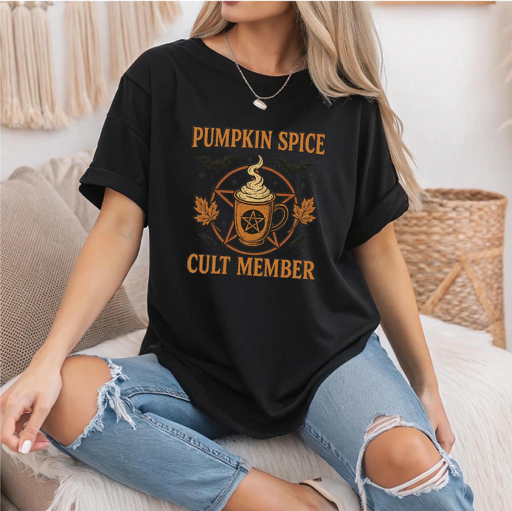 Pumpkin Spice Latte Cult T-Shirt: Halloween Witchy Tee