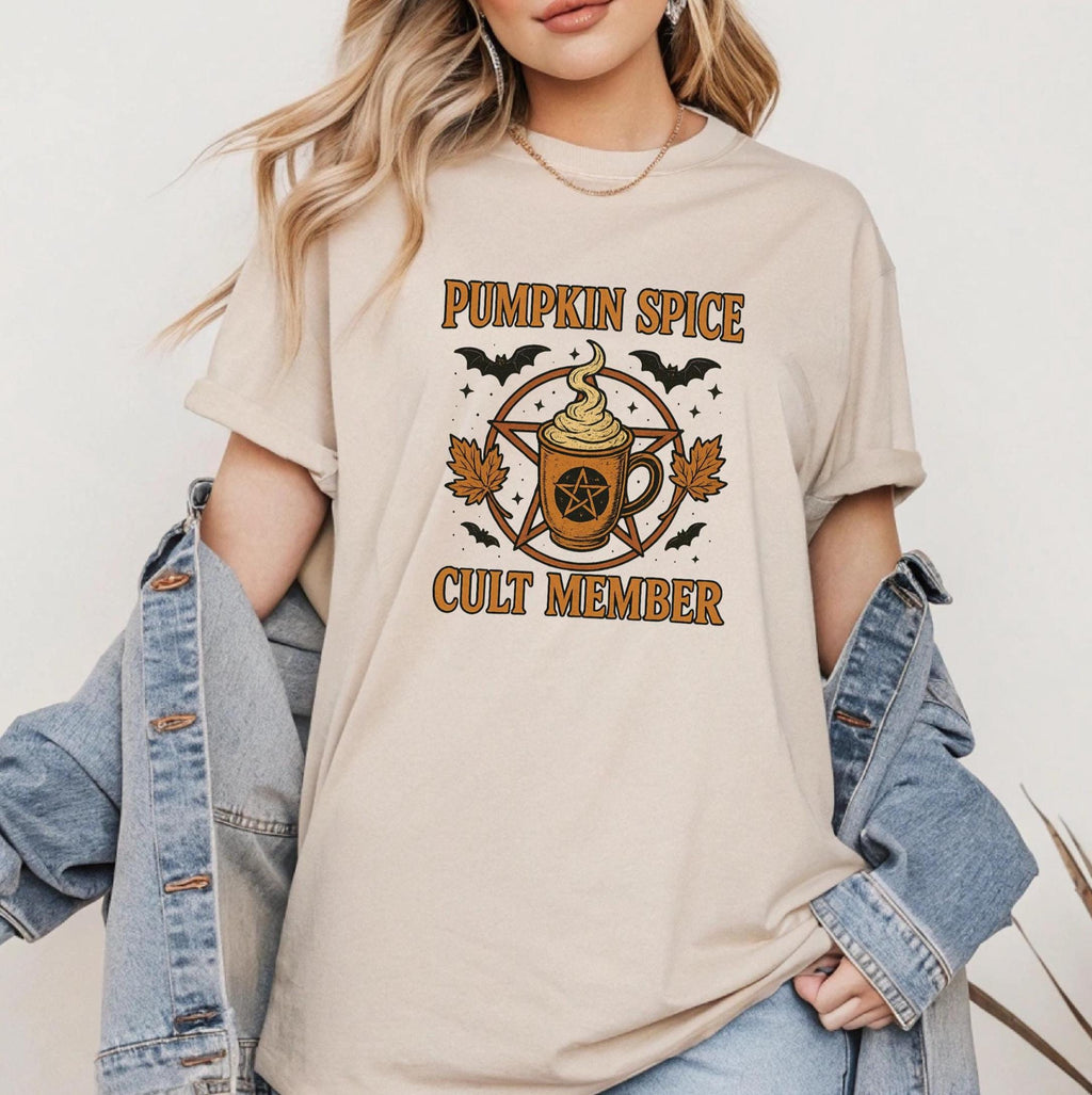 Pumpkin Spice Latte Cult T-Shirt: Halloween Witchy Tee