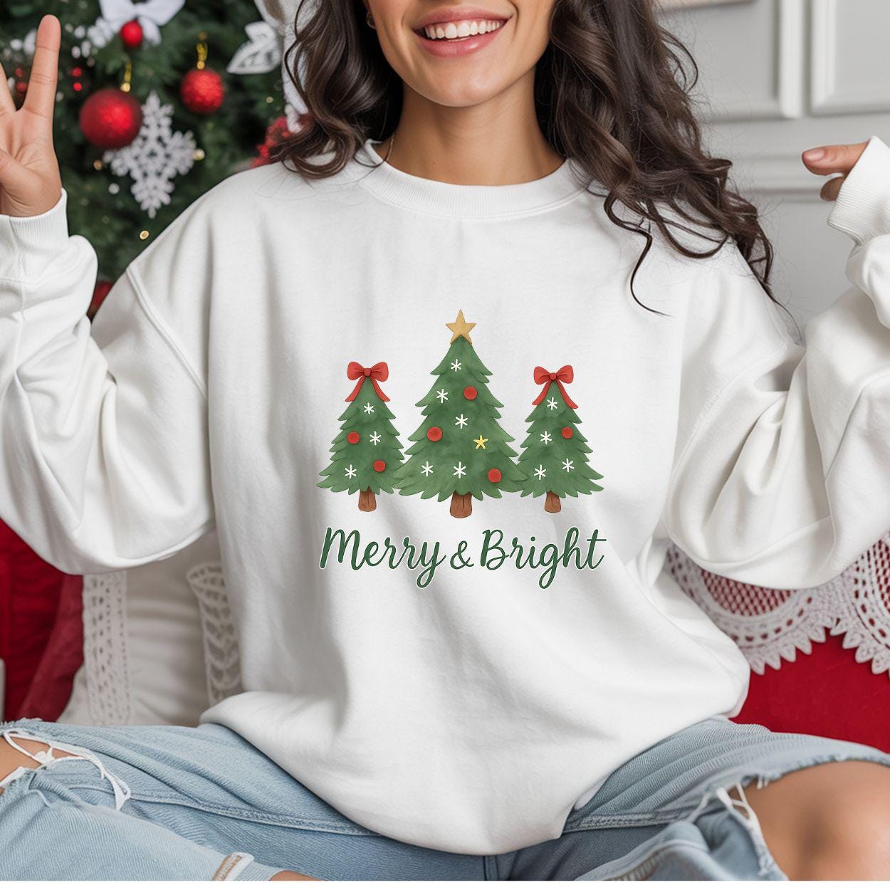 Christmas Trees Sweatshirt: Merry & Bright Holiday Vibes