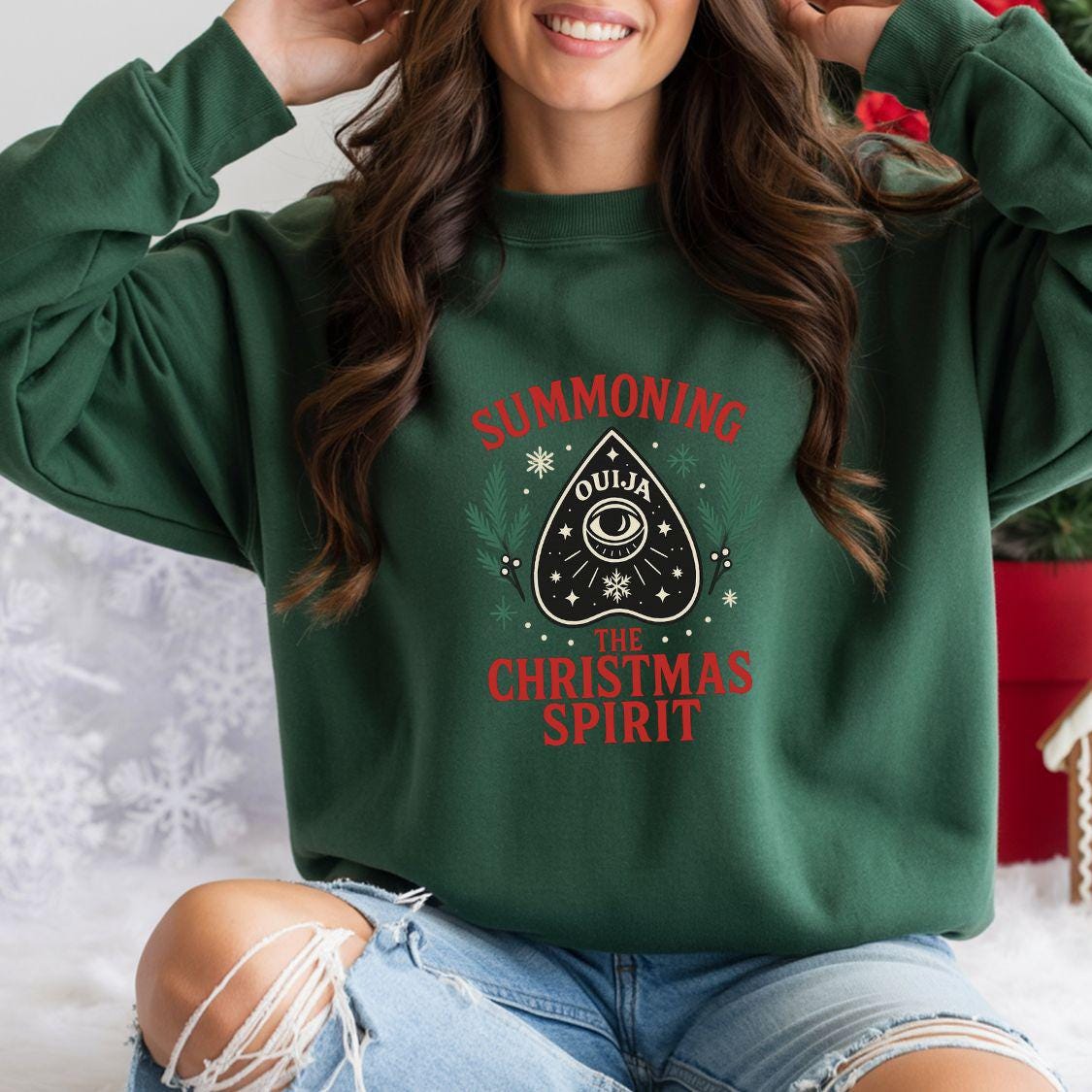 Summoning the Christmas Spirit Sweatshirt:  Gothic Emo Xmas Sweatshirt