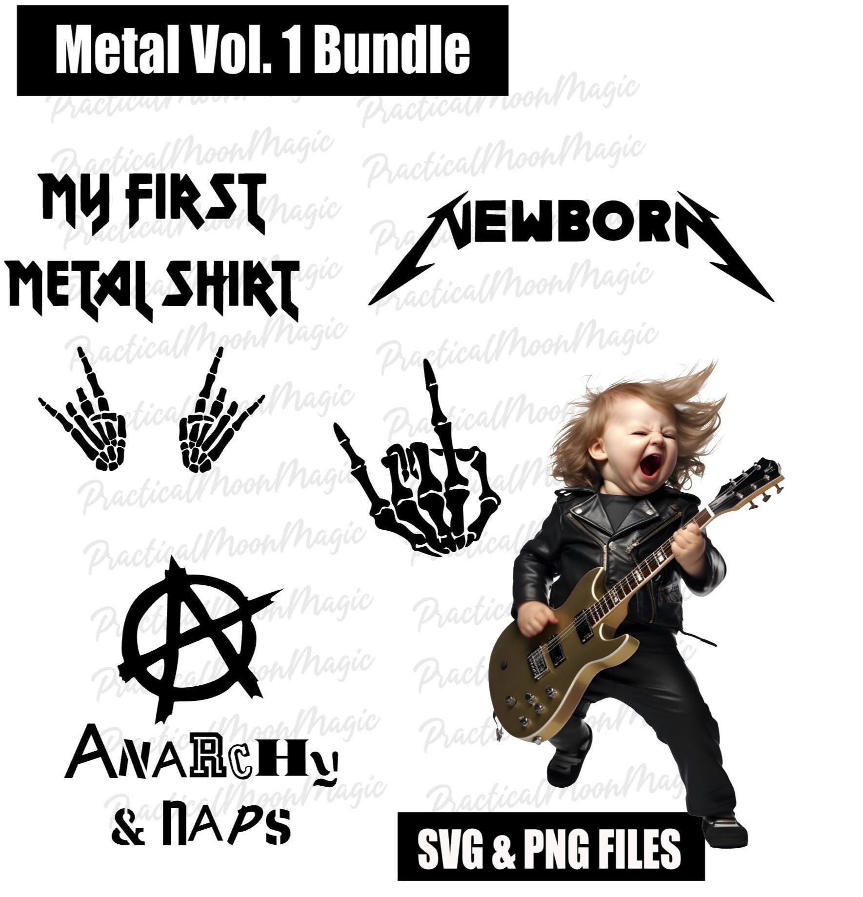 Metal Baby Vol. 1 SVG PNG Bundle: 7 Punk Rock Goth Baby Bodysuit Designs (Digital Download)