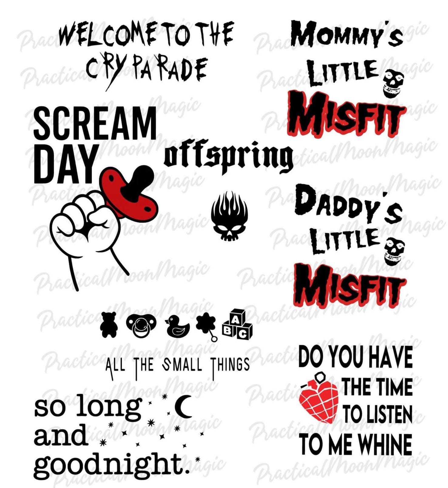 8 Punk Rock Baby Bodysuit SVG Bundle: Goth Designs Vol 1 (Digital Download)