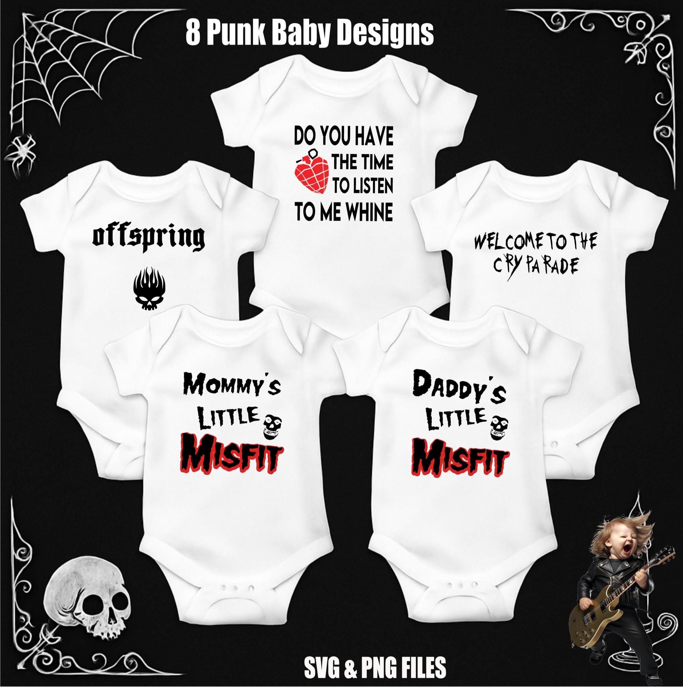 8 Punk Rock Baby Bodysuit SVG Bundle: Goth Designs Vol 1 (Digital Download)