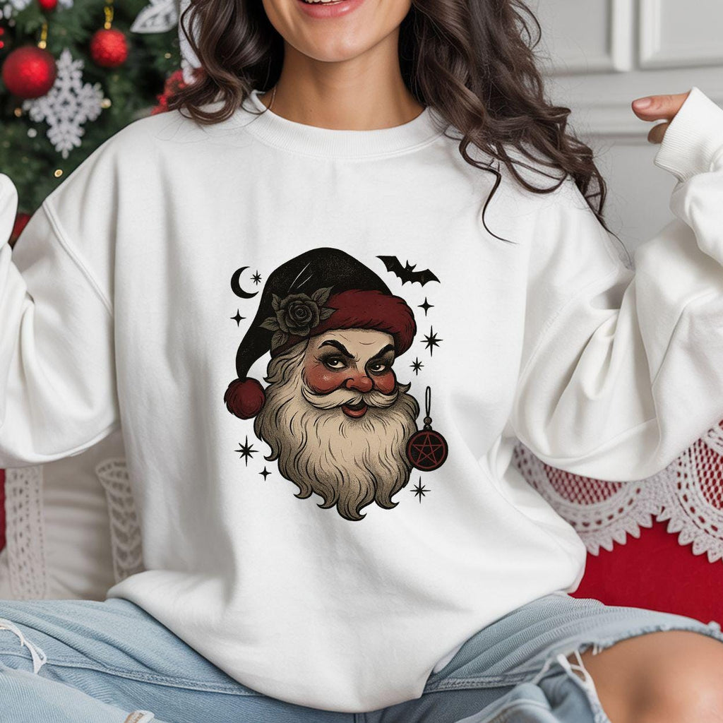 Creepy Horror Santa Sweatshirt:  Gothic Emo Krampus Sweatshirt