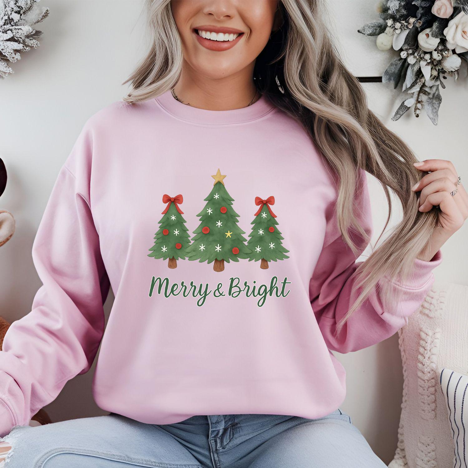 Christmas Trees Sweatshirt: Merry & Bright Holiday Vibes
