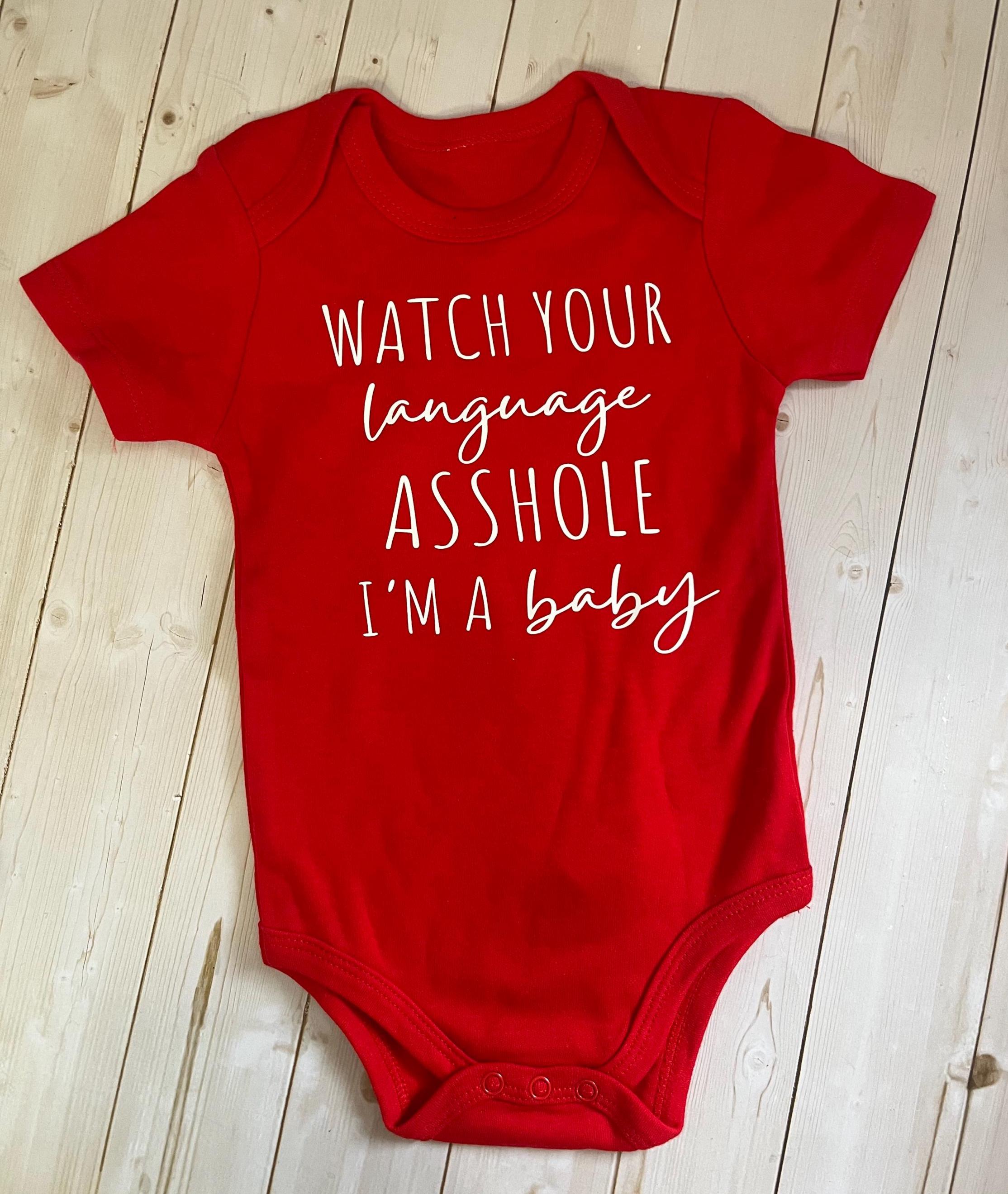 Funny Baby Bodysuit – Watch Your Language, 3-6 Month
