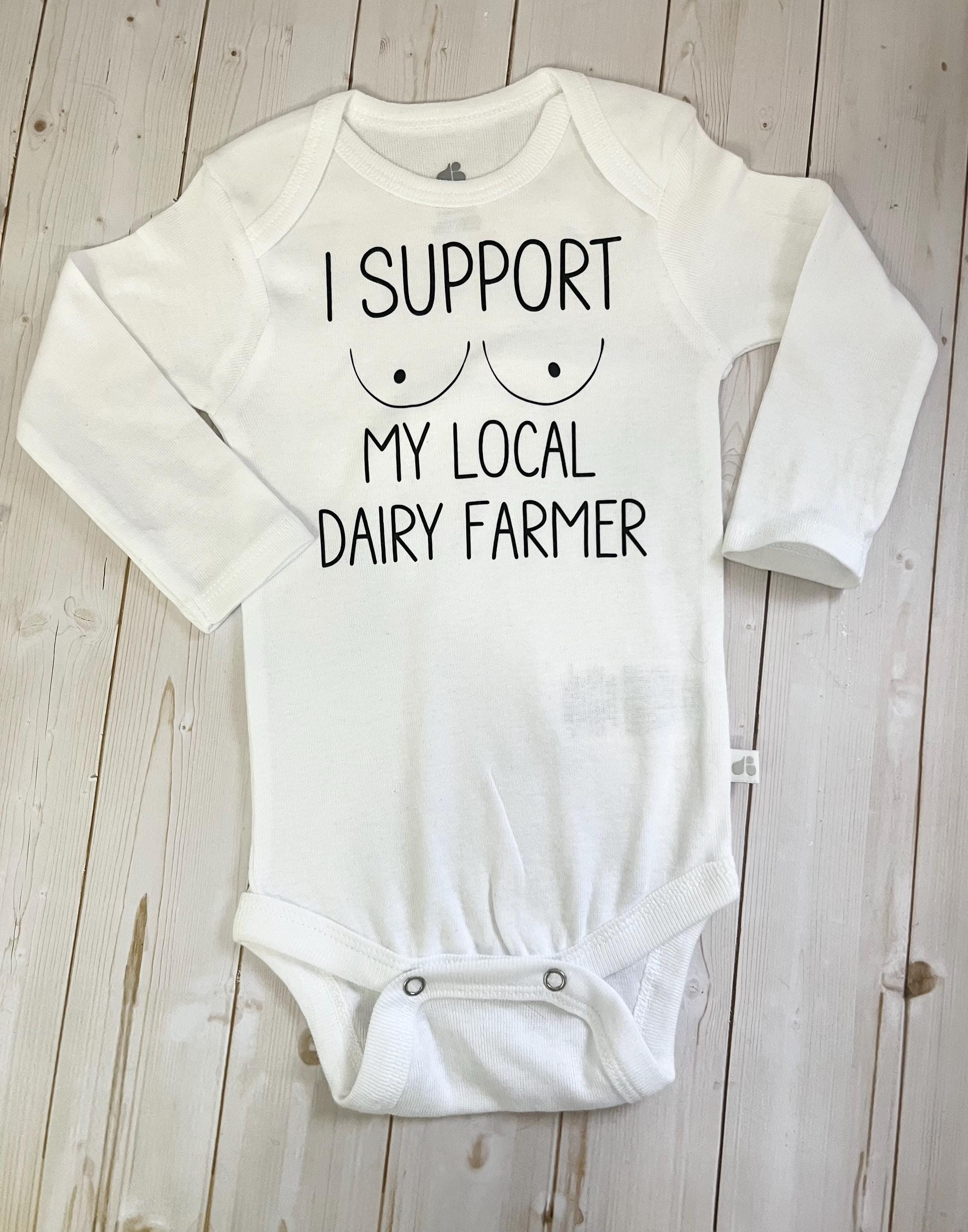 I Support My Local Dairy Farmer Baby Bodysuit – 0-3 Month Long Sleeve