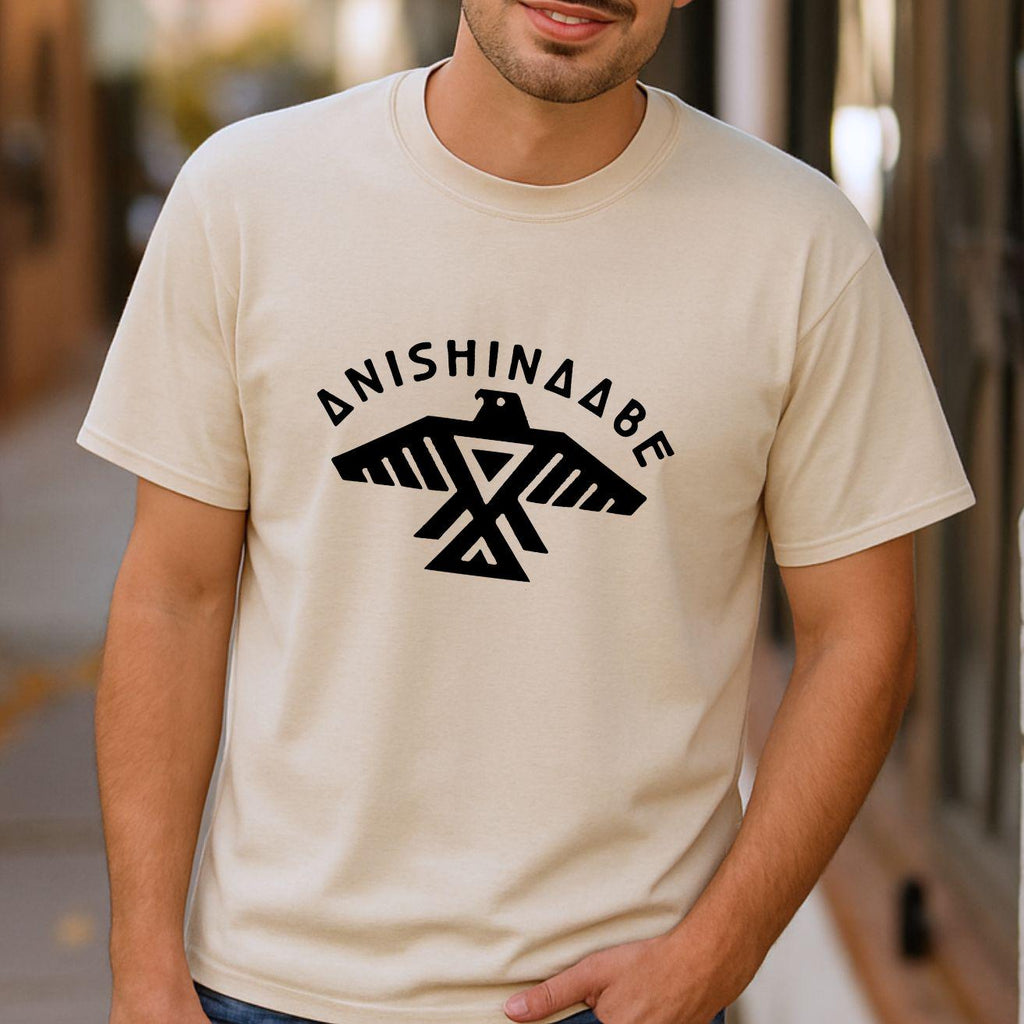 Anishinaabe Thunderbird T-shirt – Unisex Large, Sand Cotton